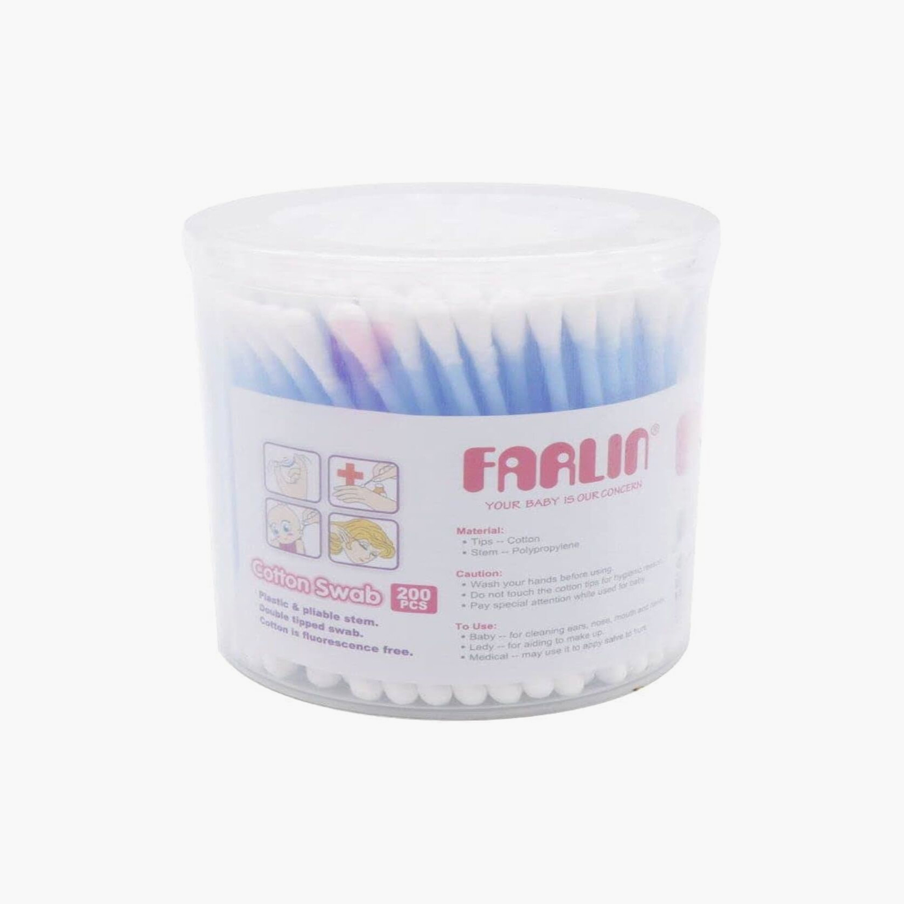 أعواد قطنية 200 قطعة من فارلين-baby-bathandcare-hairbodyskincare-image-3
