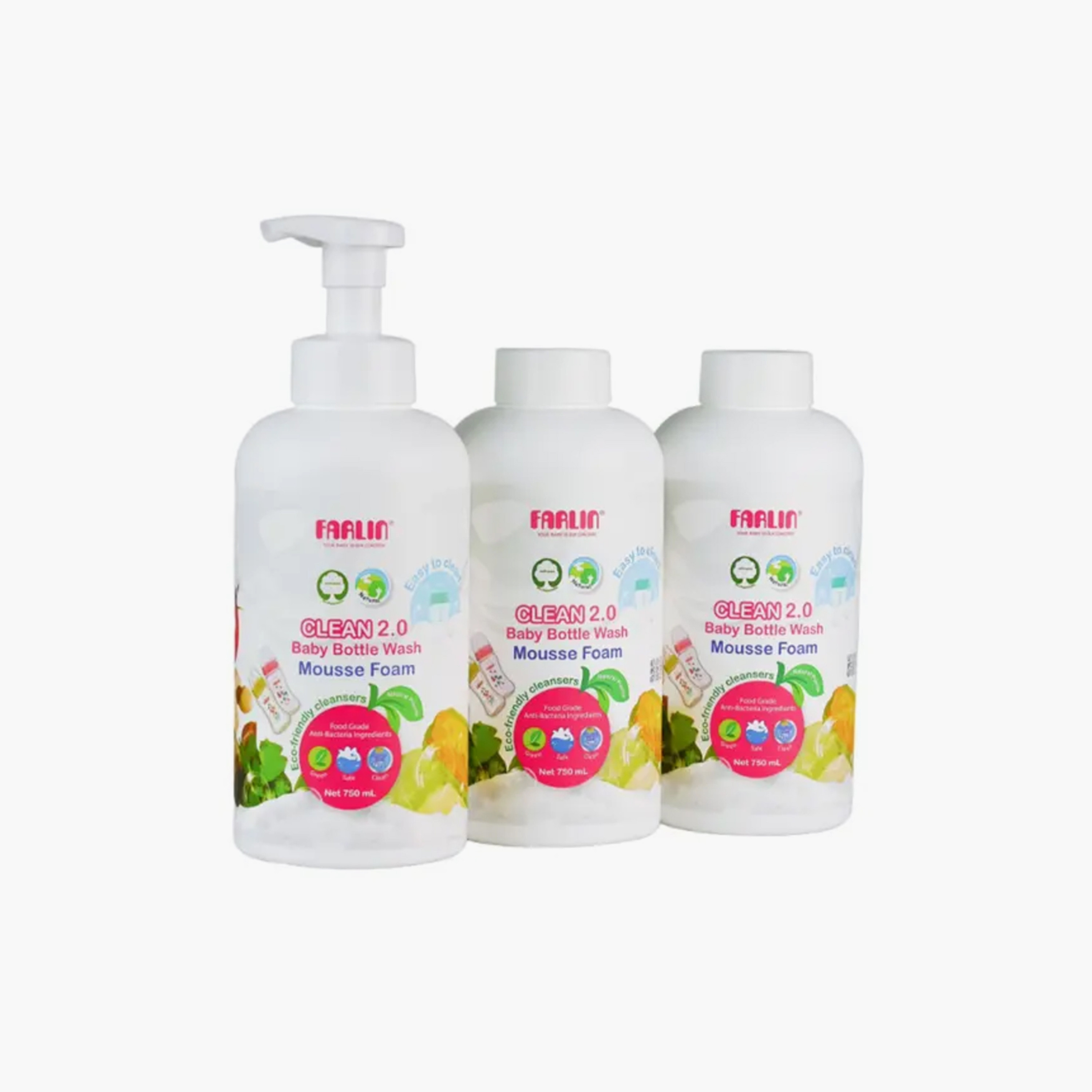 Farlin 3-Piece Eco Friendly Clean 2.0 Feeding Bottle Wash Foam - 750ml-baby-feeding-cleaningliquids-image-5