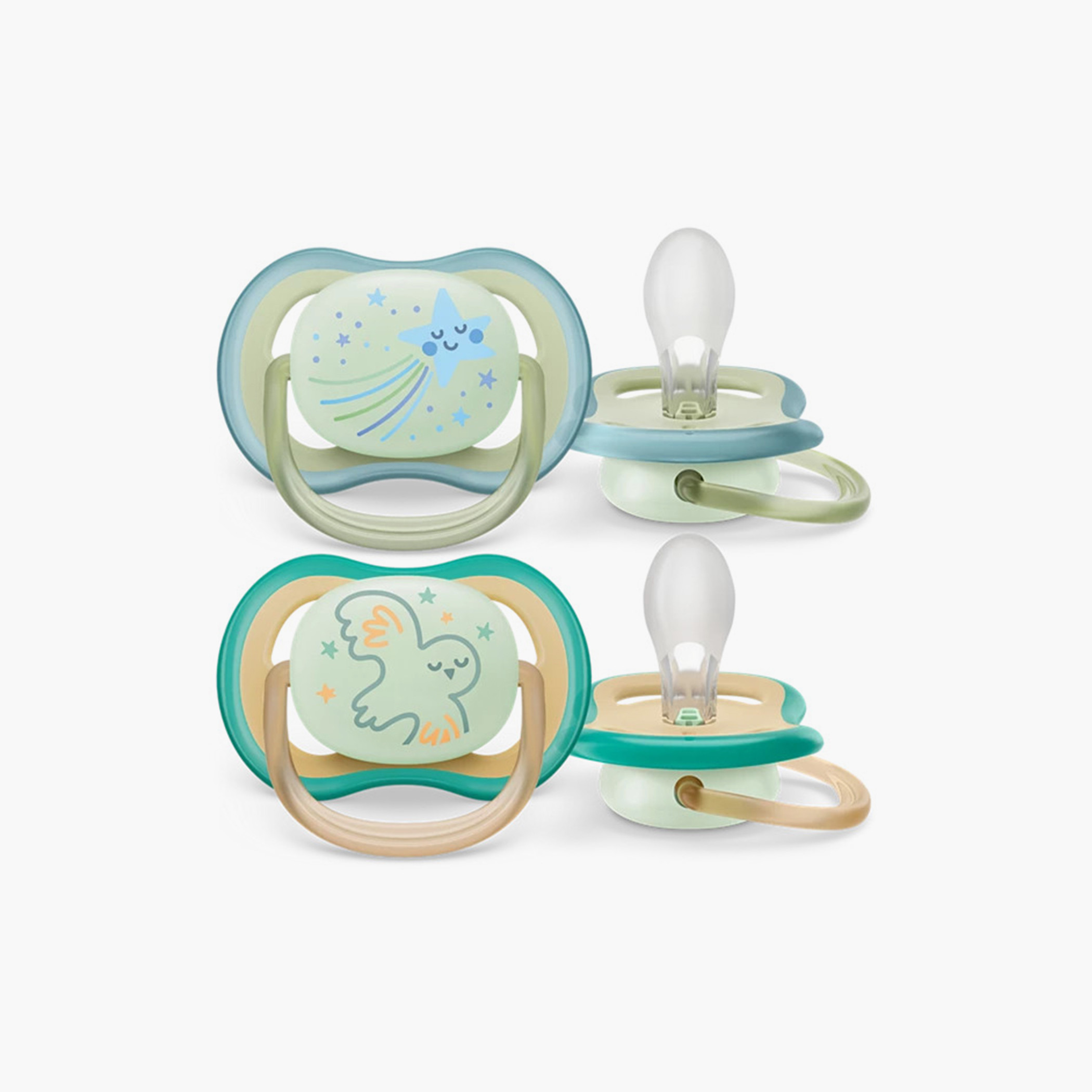 طقم لهّاية فائقة النعومة لوقت النوم قطعتين من فيليبس أفنت - 0-6 أشهر-baby-feeding-pacifiers-image-2