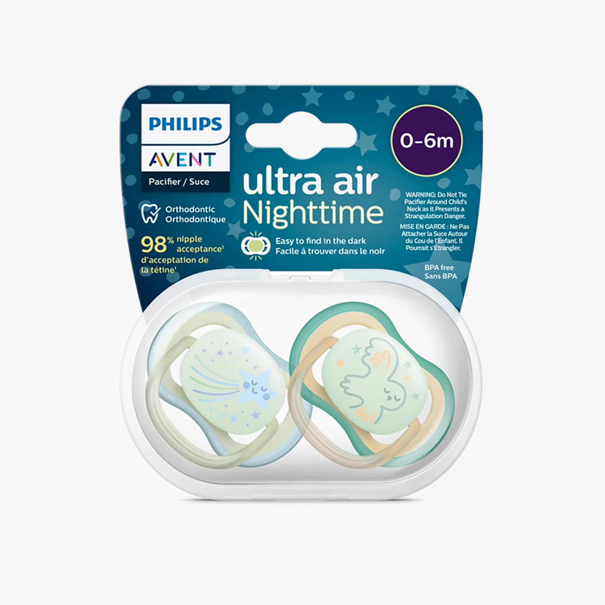 طقم لهّاية فائقة النعومة لوقت النوم قطعتين من فيليبس أفنت - 0-6 أشهر-baby-feeding-pacifiers-image-1