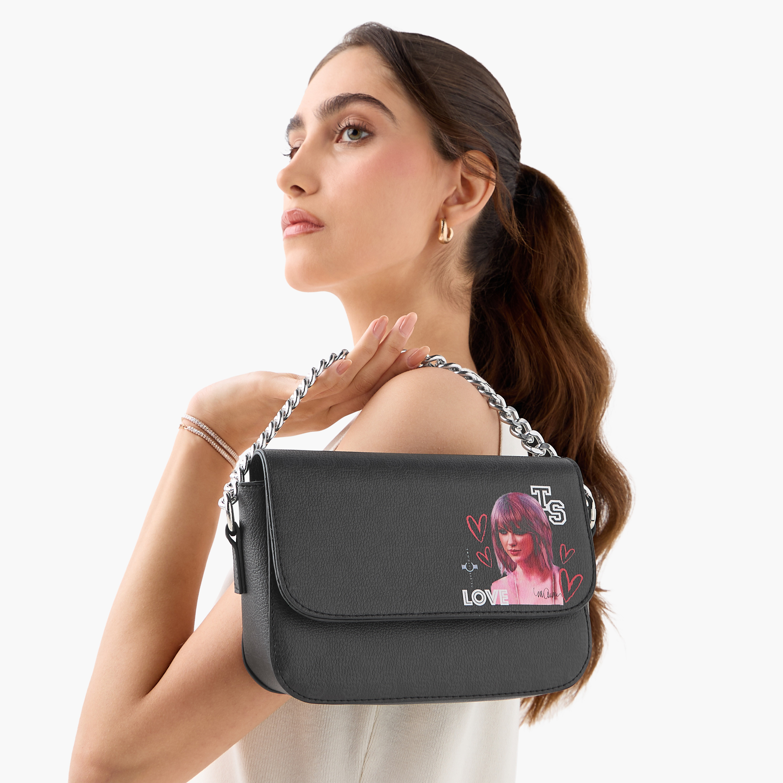 Sasha Celebrity Icons Taylor Swift Print Shoulder Bag with Chain Strap-women-bagsandwallets-handbags-image-2
