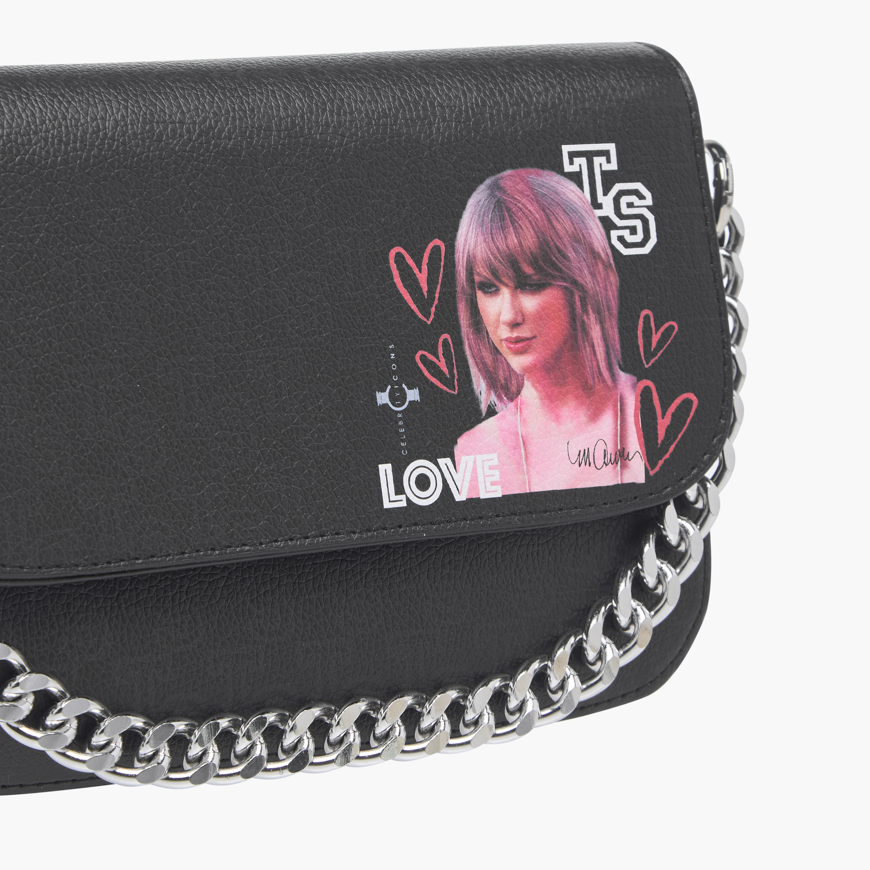 Sasha Celebrity Icons Taylor Swift Print Shoulder Bag with Chain Strap-women-bagsandwallets-handbags-image-5