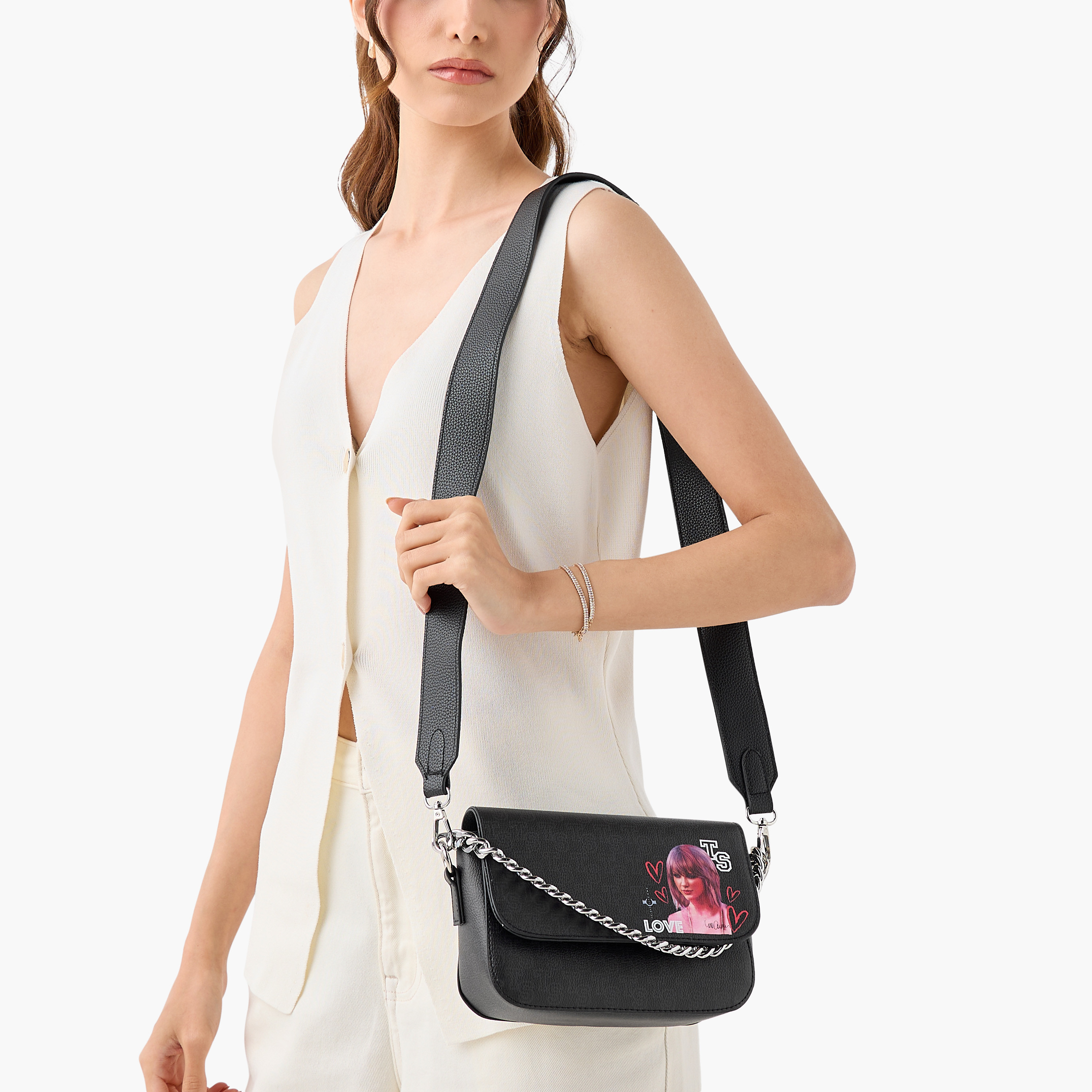 Sasha Celebrity Icons Taylor Swift Print Shoulder Bag with Chain Strap-women-bagsandwallets-handbags-image-8