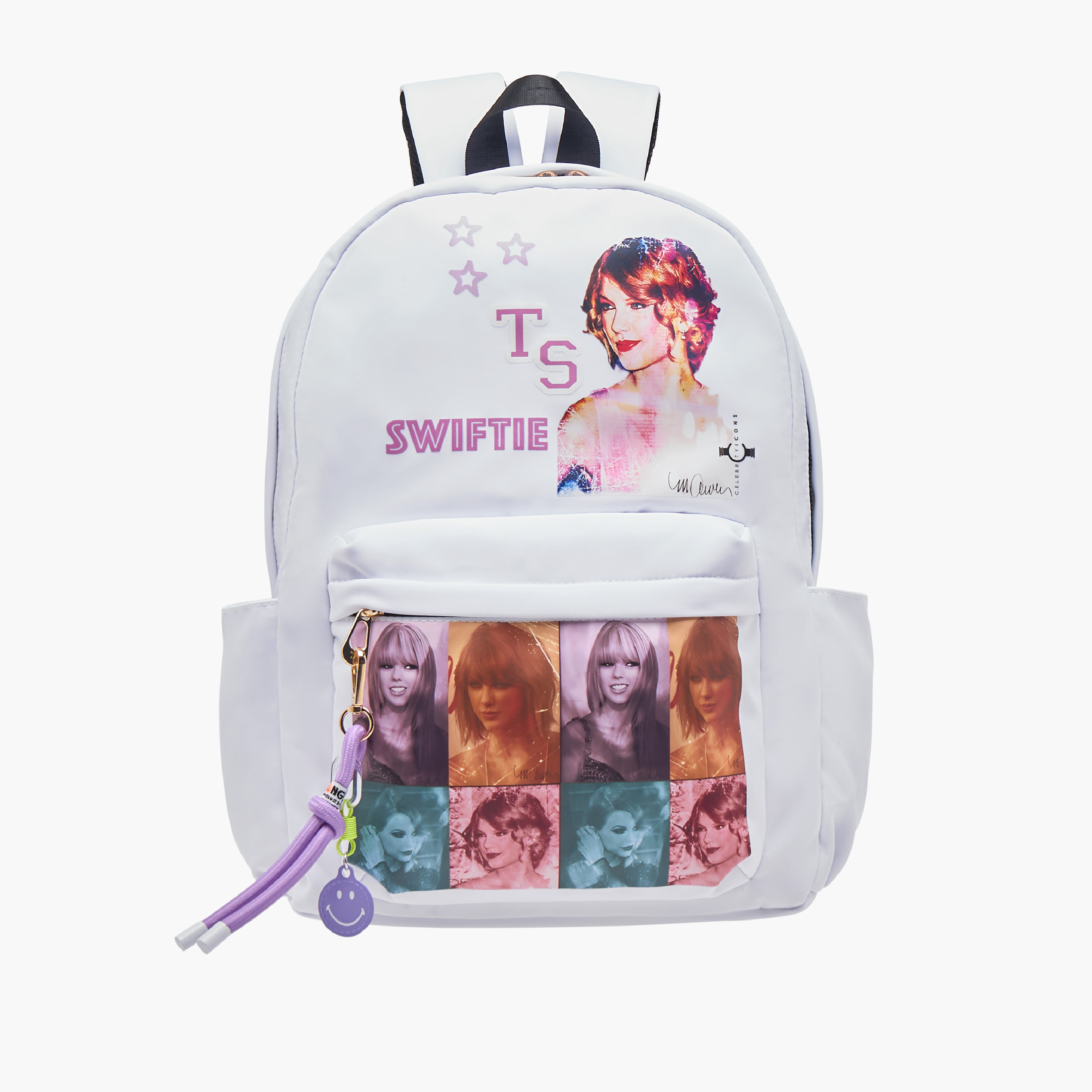 Sasha Taylor Swift Print Backpack with Zip Closure and Laptop Compartment-women-bagsandwallets-backpacks-image-1