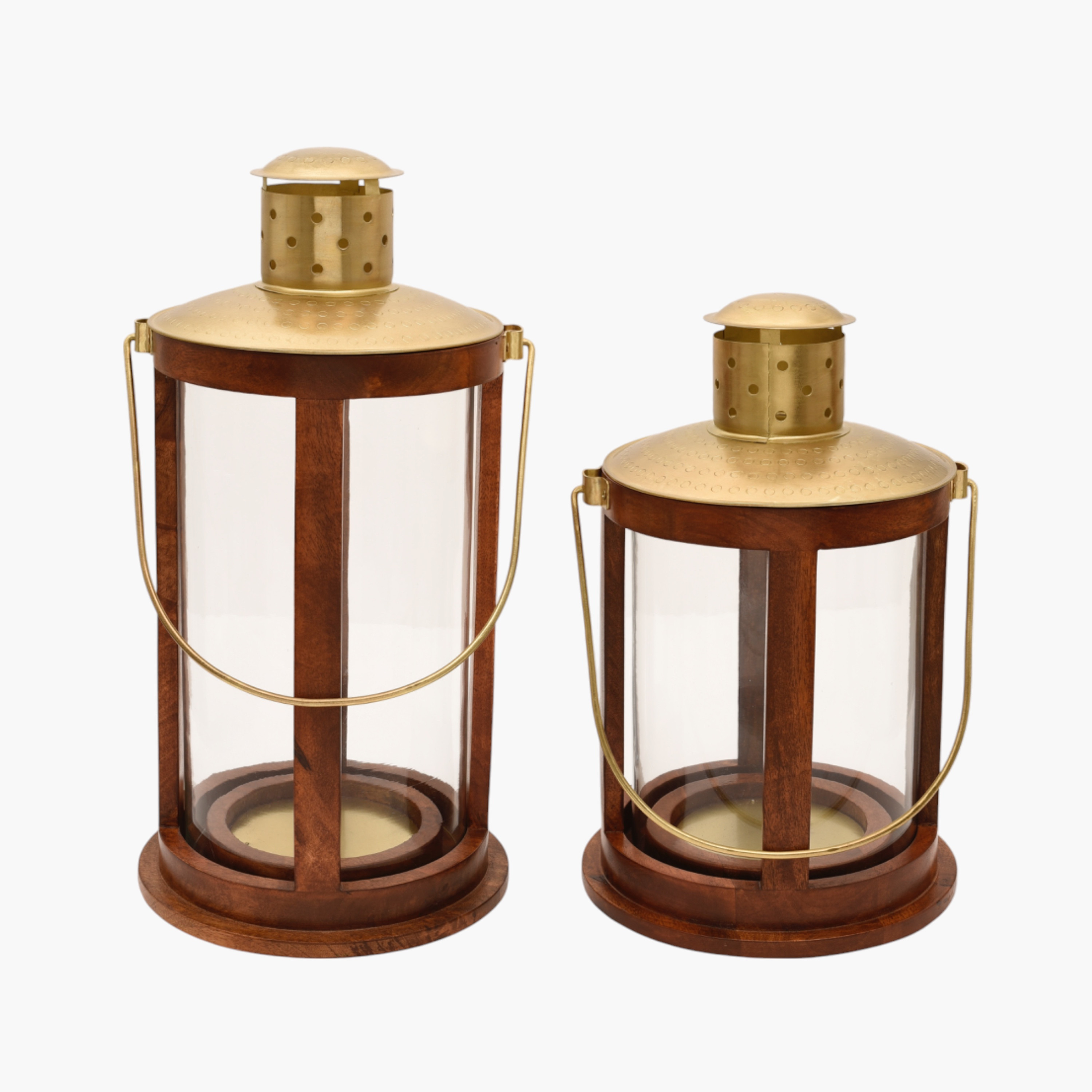 Crafted by Lifestyle Wooden Frame Lantern with Handle - 49 cms-household-decor-candleholdersandlanterns-image-2