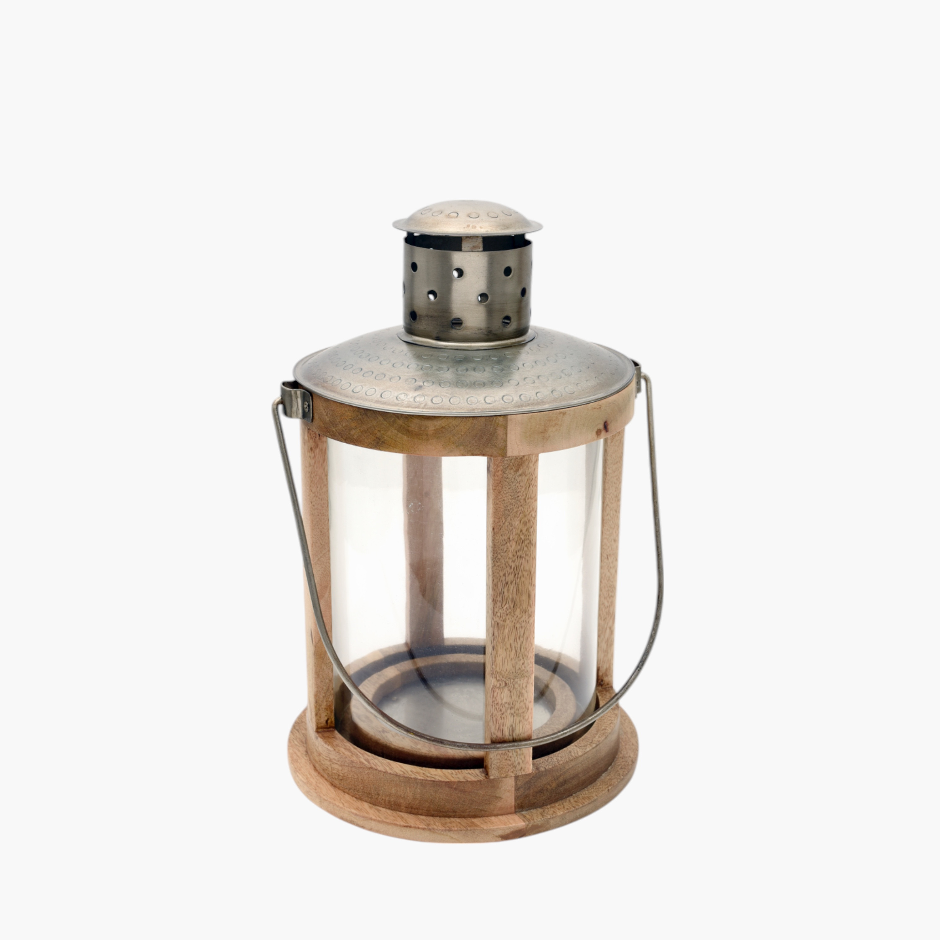 Crafted by Lifestyle Wooden Lantern with Handle - 39 cms-household-decor-candleholdersandlanterns-image-1
