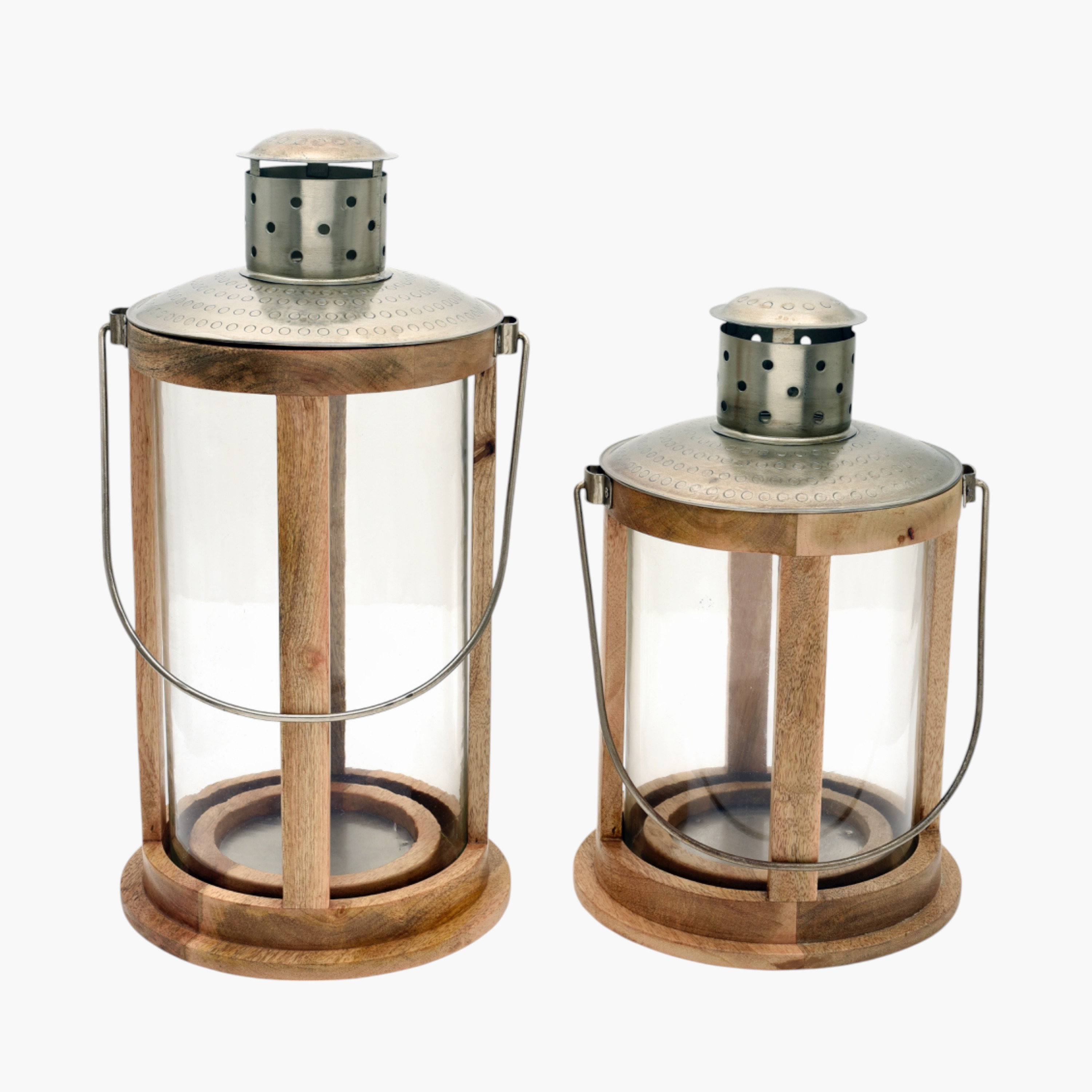 Crafted by Lifestyle Wooden Frame Lantern with Handle - 49 cms-household-decor-candleholdersandlanterns-image-2