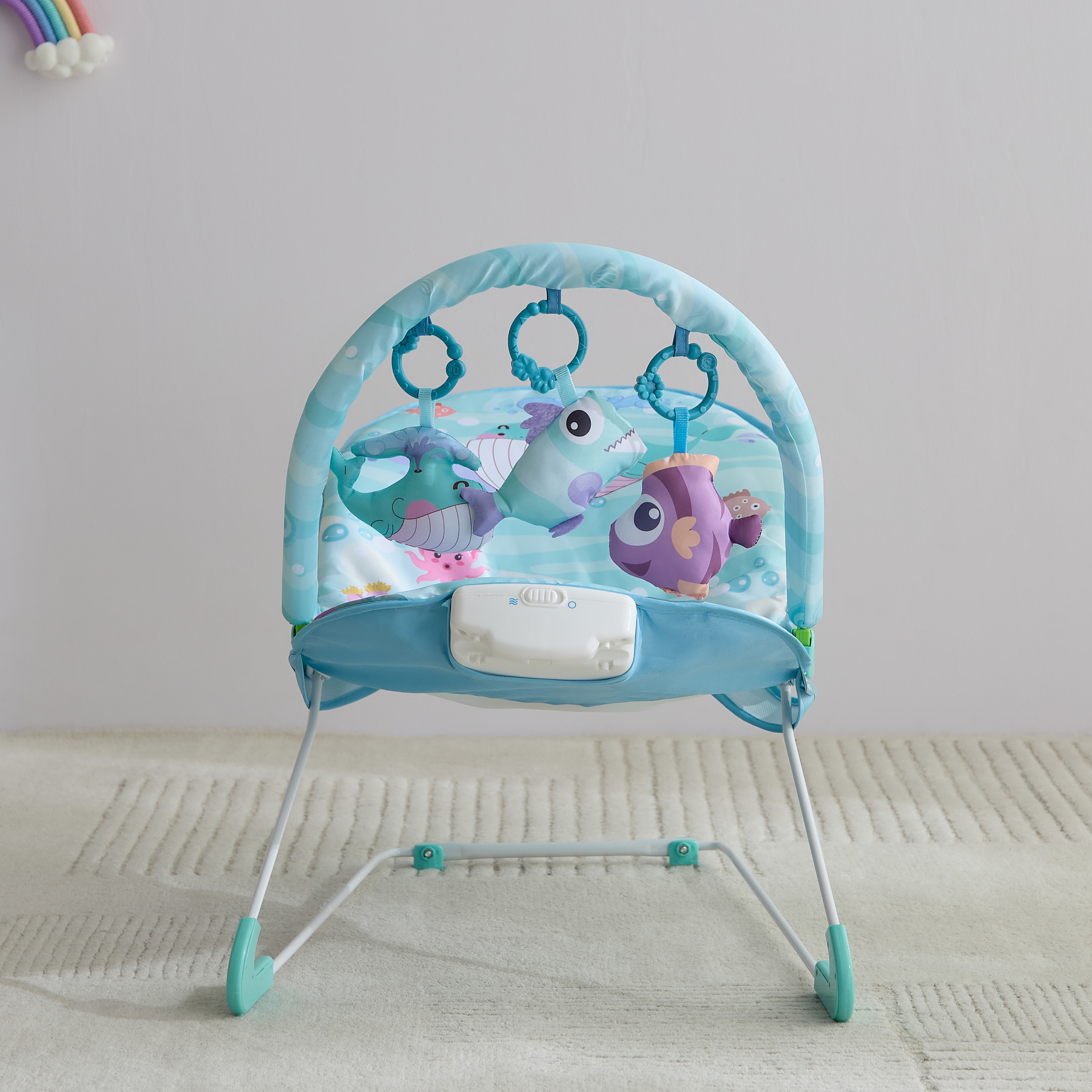 كرسي هزاز للاطفال كلاوديا مع هزات هادئة ونظام الأرجحة من ليتل بلومرز - أزرق-baby-infantactivity-bouncers-image-2