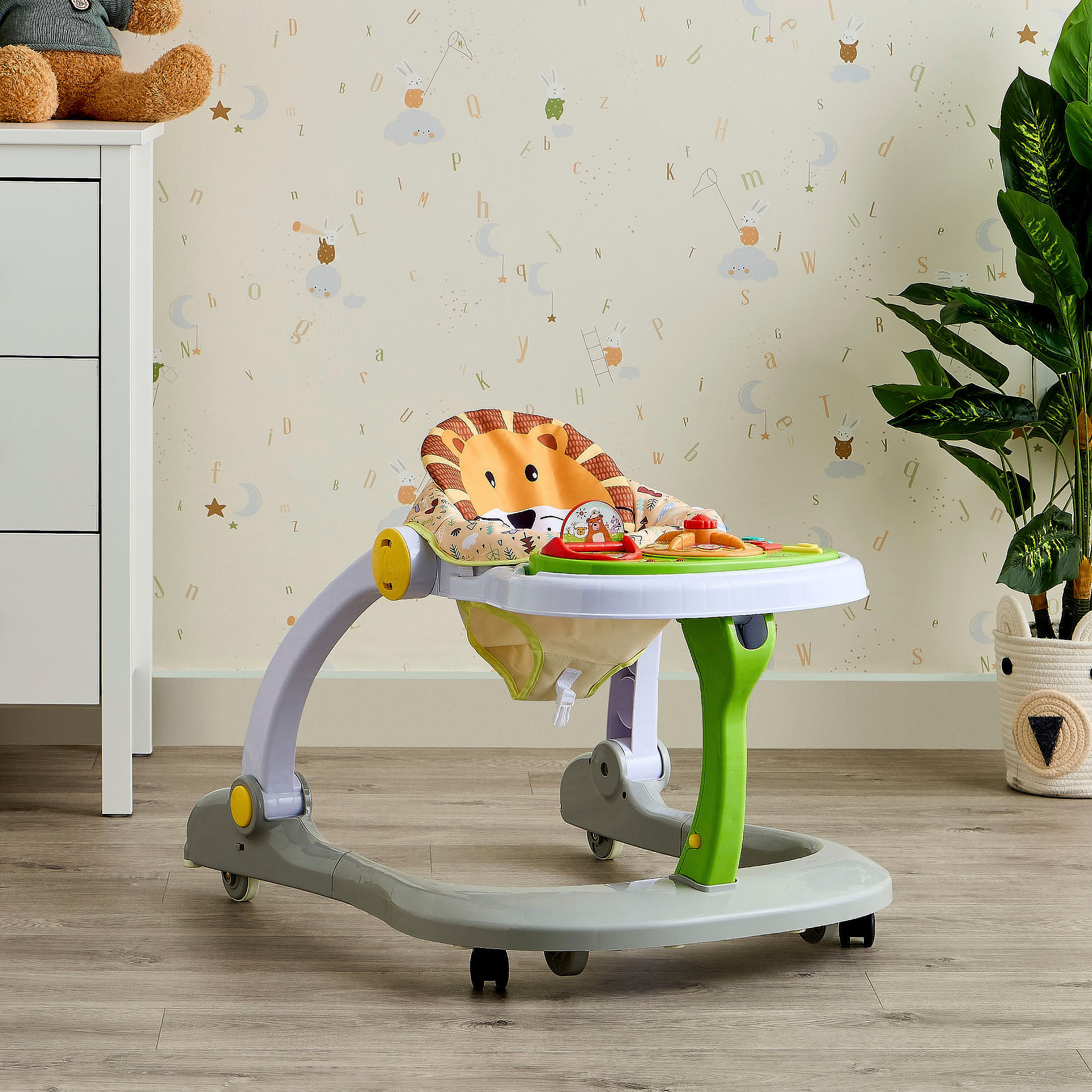 Little Bloomers Andy Lion Printed 4-in-1 Baby Walker with Lights & Music