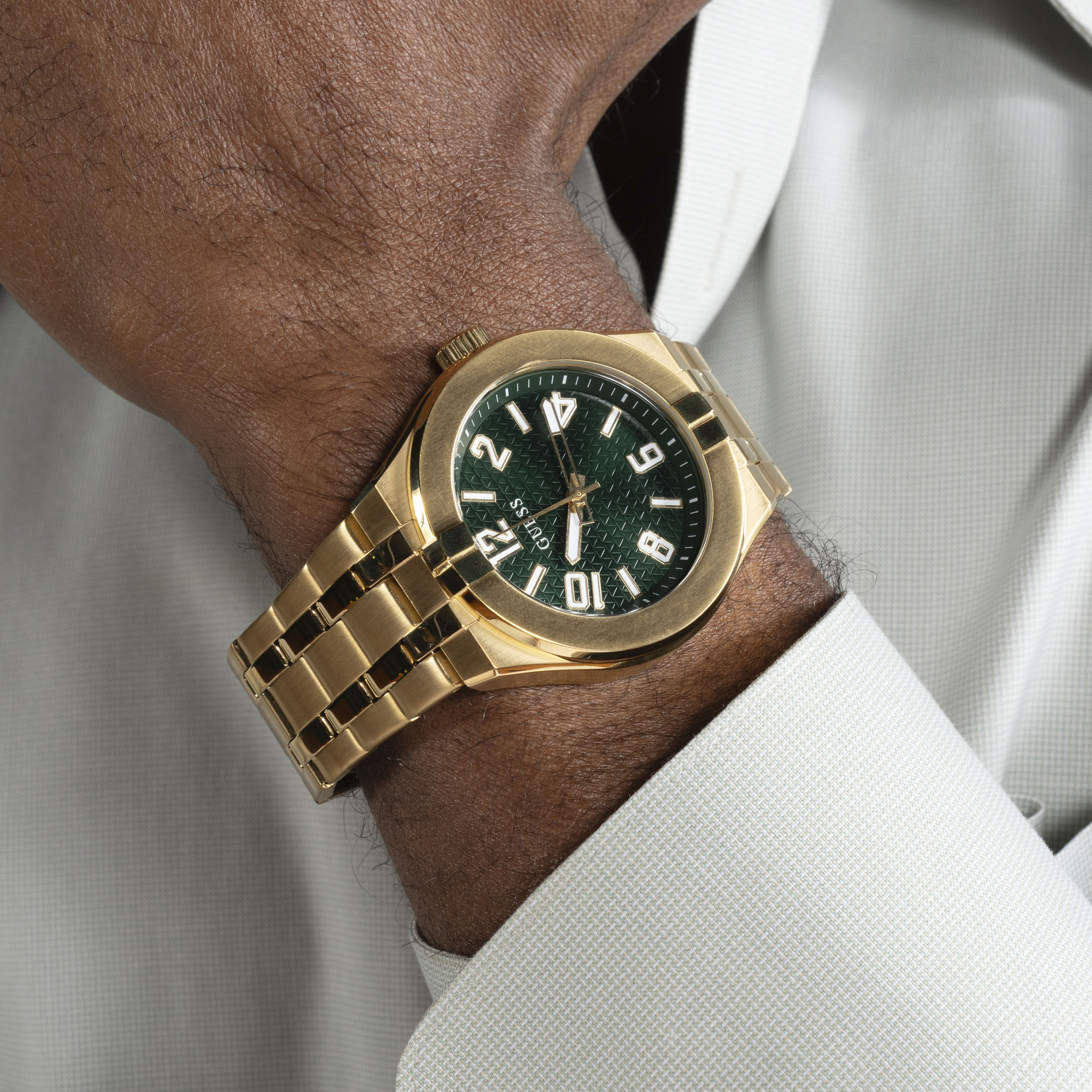 Guess Men's 44 MM Gold Analog Stainless Steel Strap Watch | GW0661G2-men-watchesandjewellery-watches-image-6