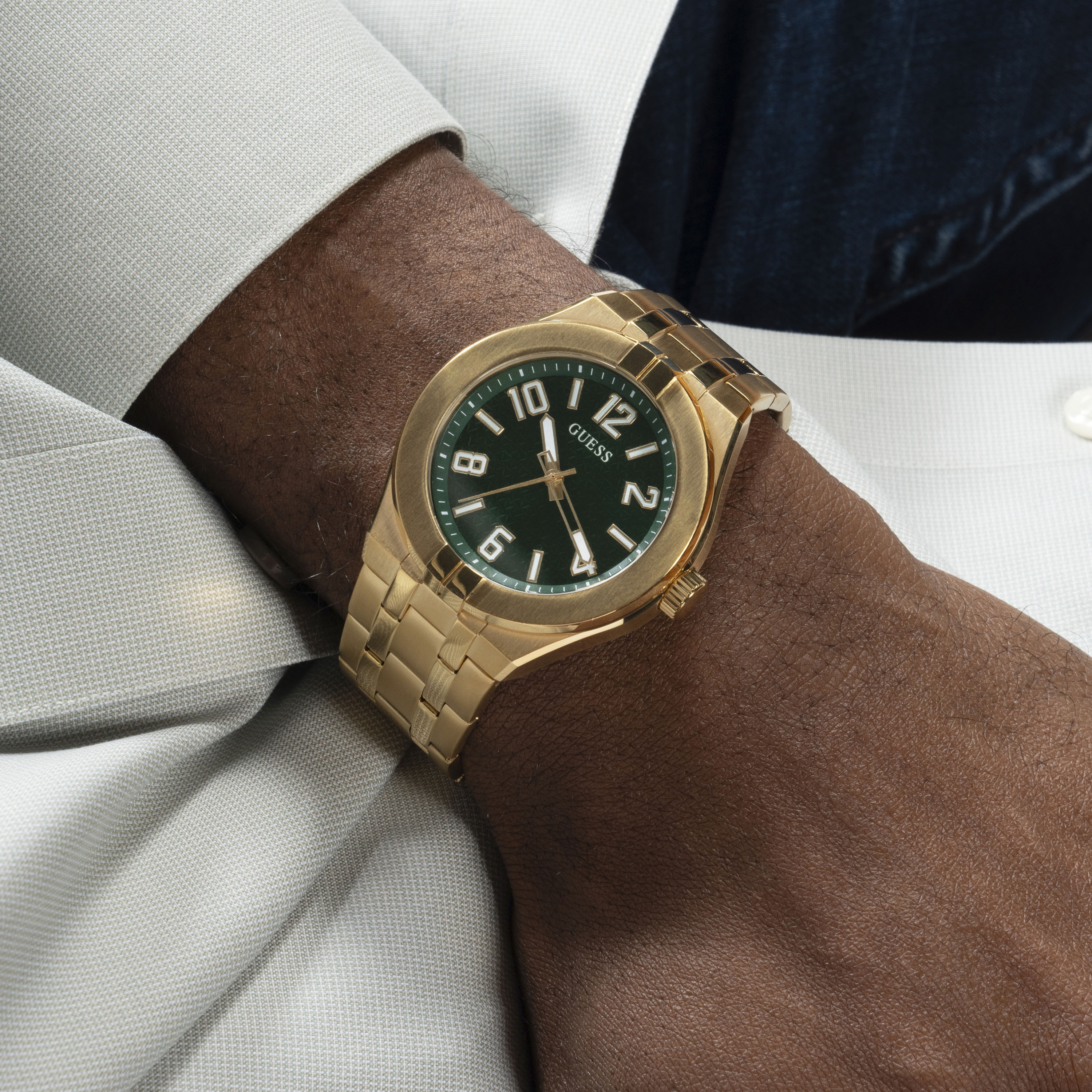Guess Men's 44 MM Gold Analog Stainless Steel Strap Watch | GW0661G2-men-watchesandjewellery-watches-image-7