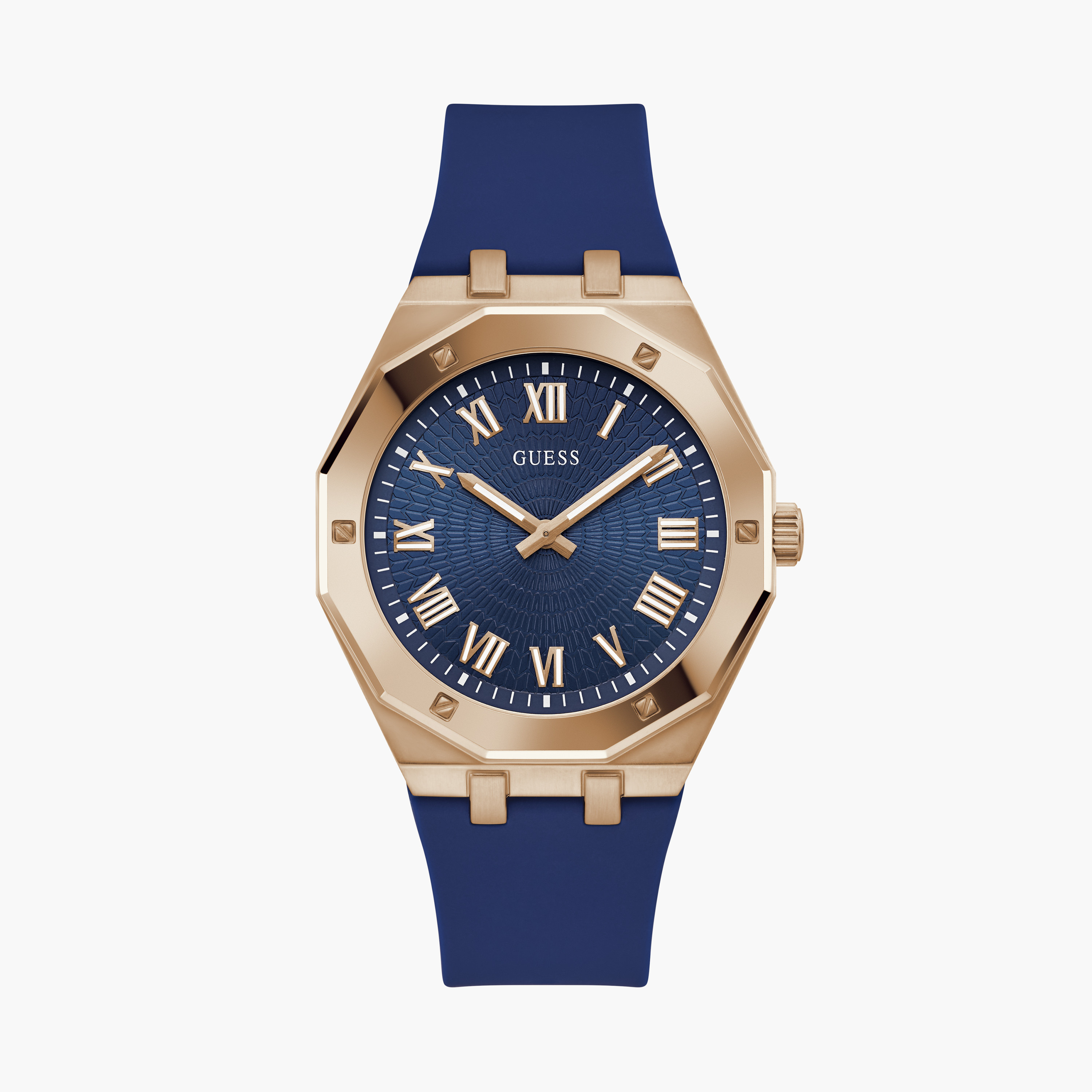 Guess Men's 42 MM Blue Analog Silicone Strap Watch | GW0663G3-men-watchesandjewellery-watches-image-1