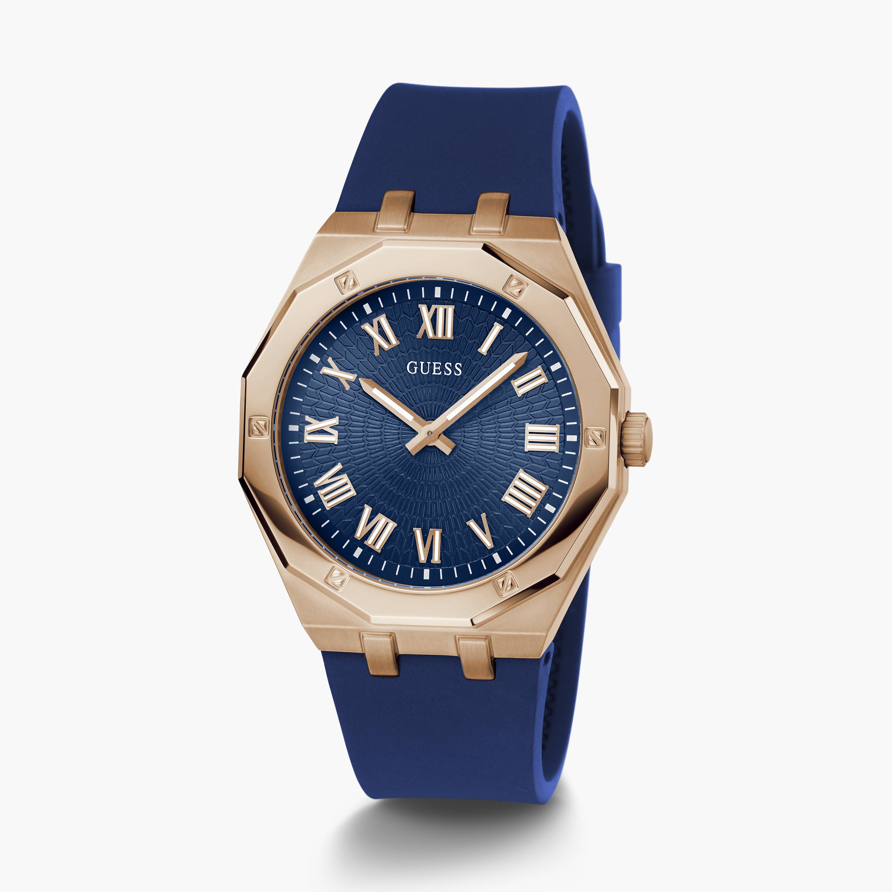 Guess Men's 42 MM Blue Analog Silicone Strap Watch | GW0663G3-men-watchesandjewellery-watches-image-2