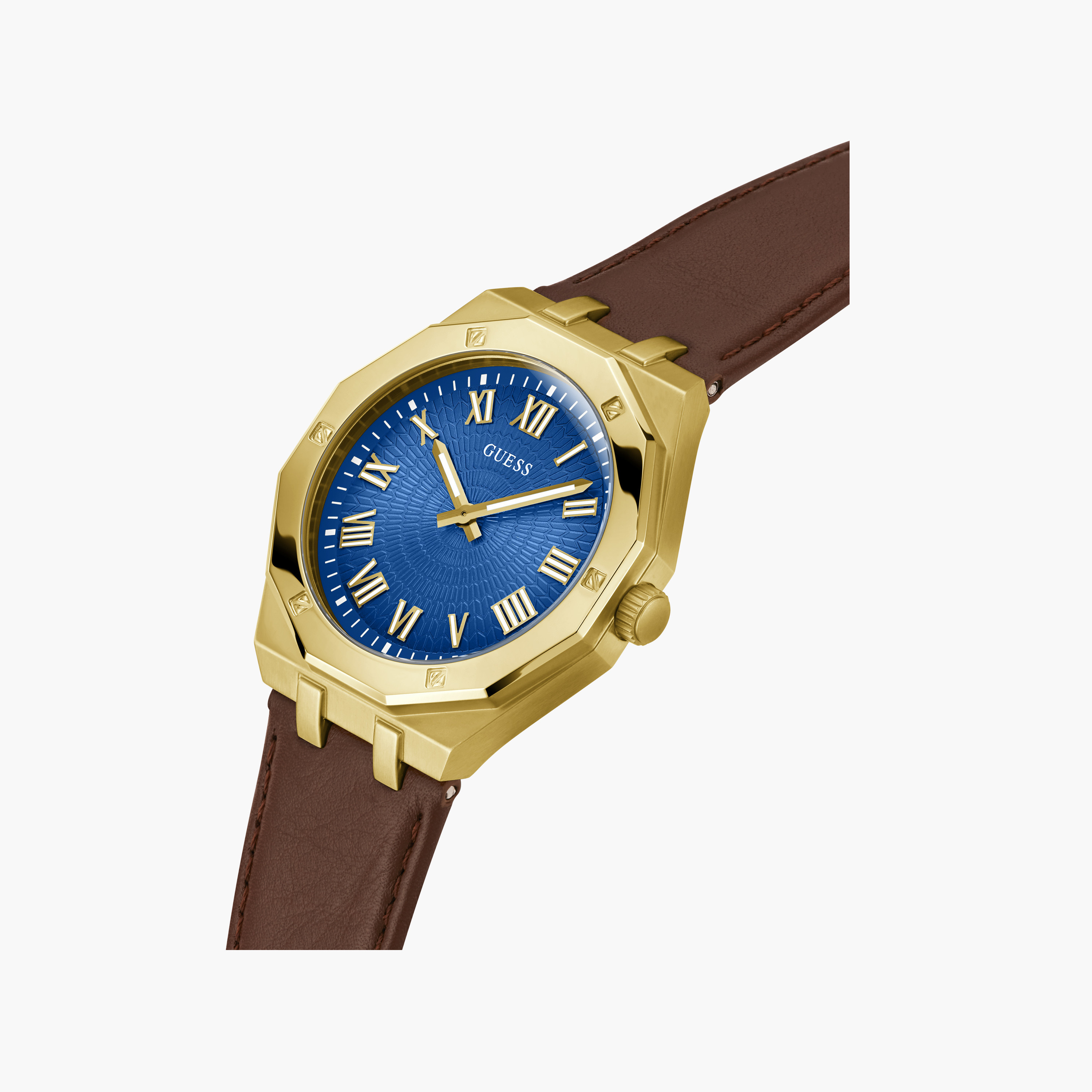 Guess Men's 42 MM Brown Analog Leather Strap Watch | GW0663G2-men-watchesandjewellery-watches-image-4