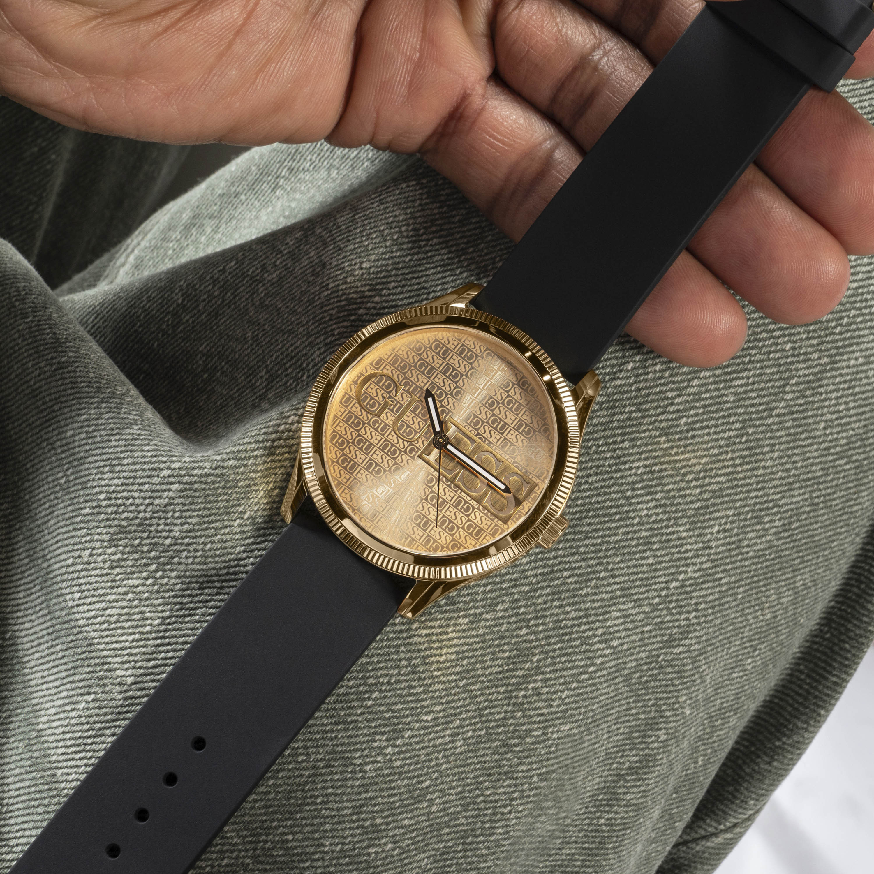 Guess Men's 44 MM Black Analog Silicone Strap Watch | GW0726G2-men-watchesandjewellery-watches-image-8