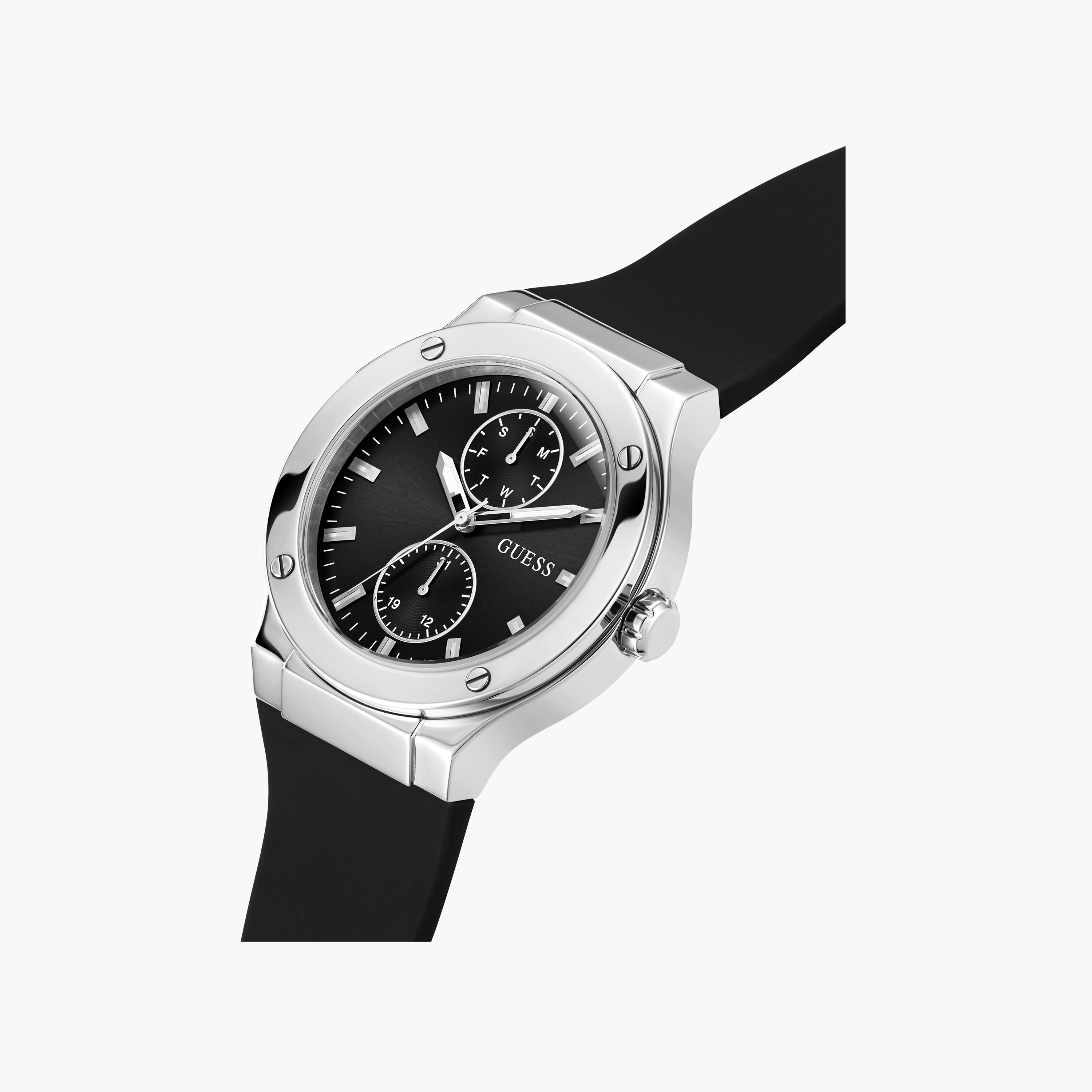 Guess Men's 45 MM Black Chronograph Silicone Strap Watch | GW0491G3-men-watchesandjewellery-watches-image-4