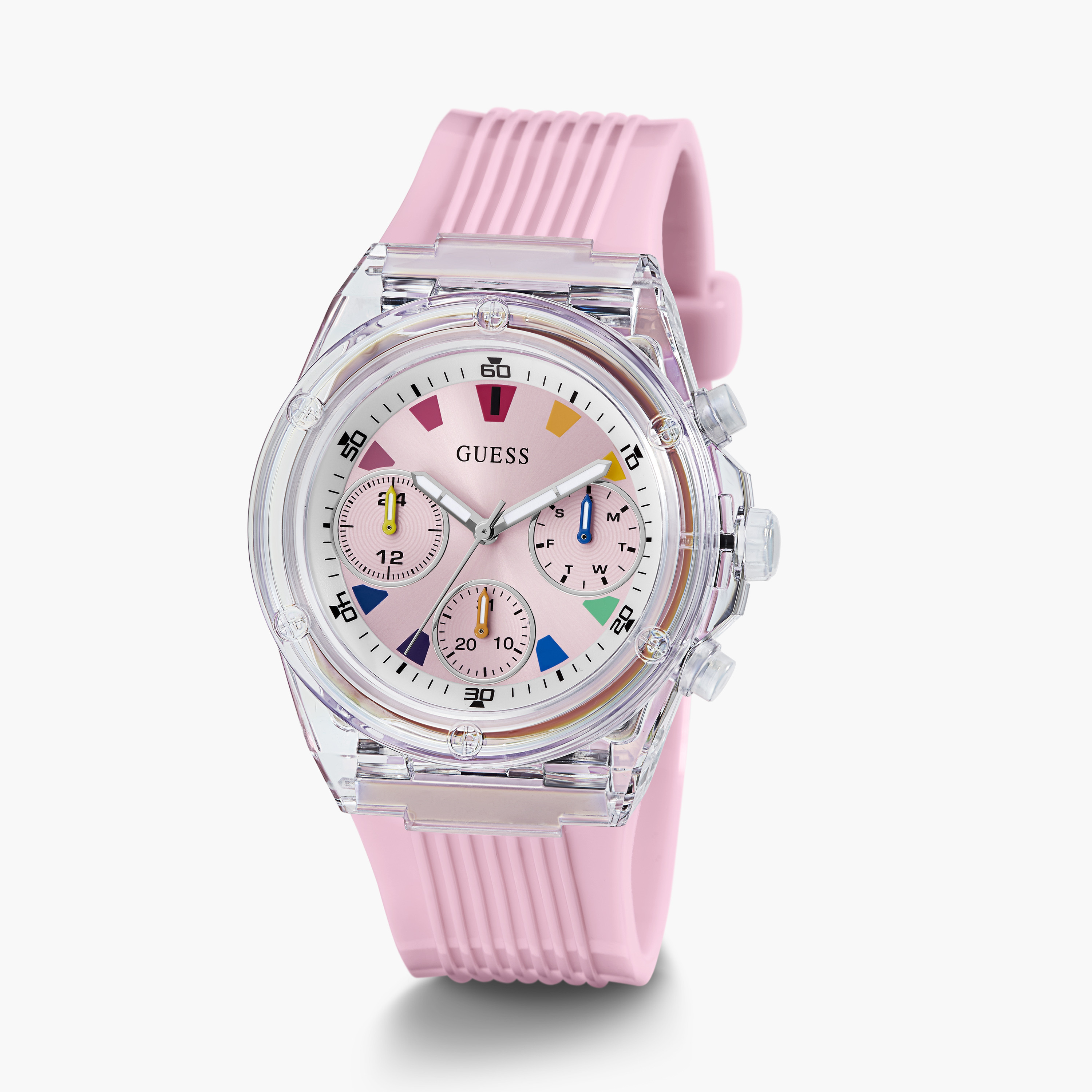 Guess Women's 39 MM Pink Chronograph Silicone Strap Watch | GW0438L7-women-watchesandjewellery-watches-image-2
