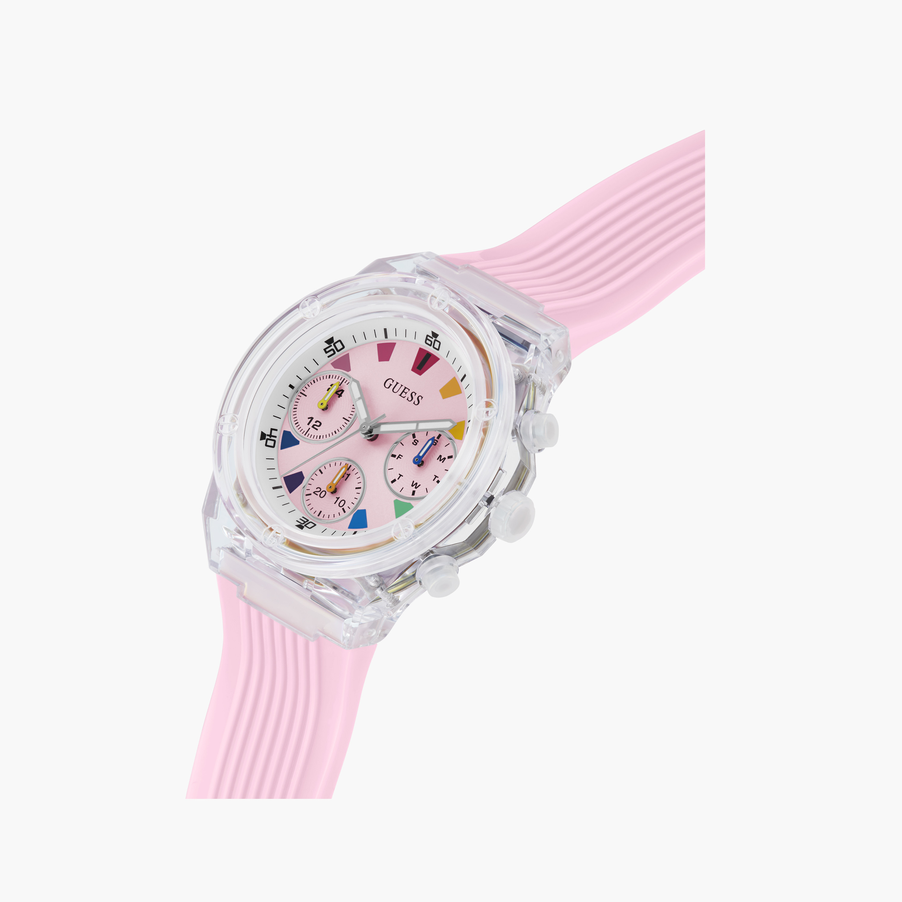 Guess Women's 39 MM Pink Chronograph Silicone Strap Watch | GW0438L7-women-watchesandjewellery-watches-image-4