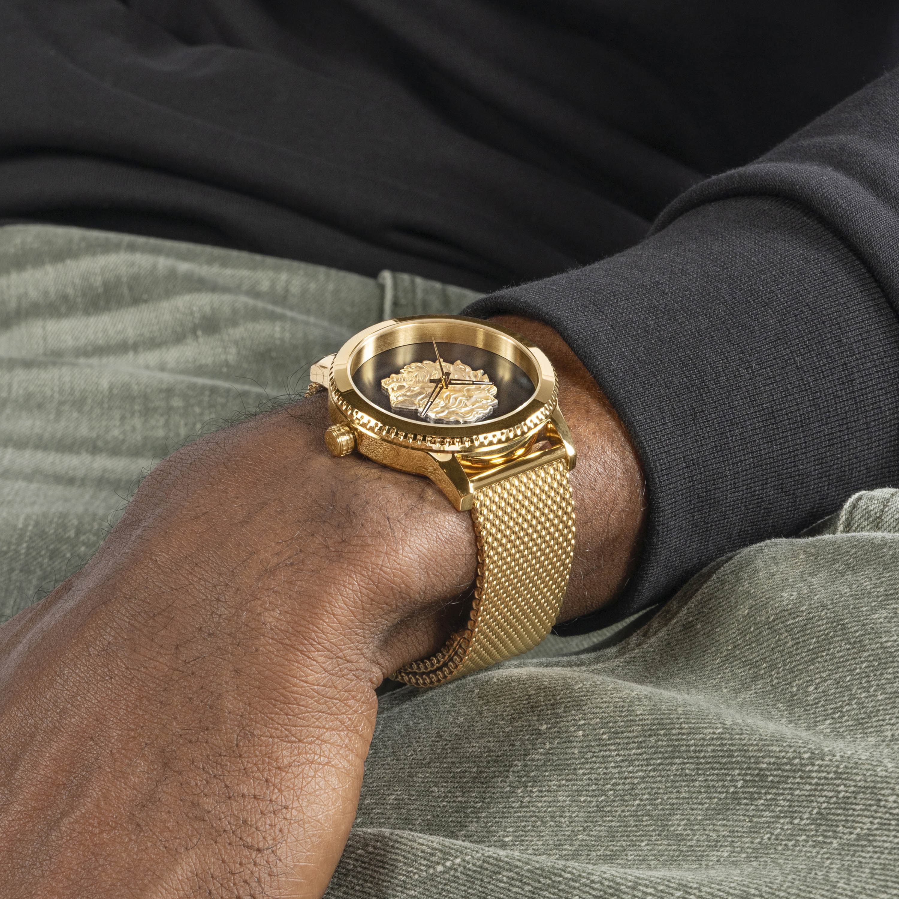 Guess Men's 44 MM Gold Analog Mesh Strap Watch | GW0702G1-men-watchesandjewellery-watches-image-6