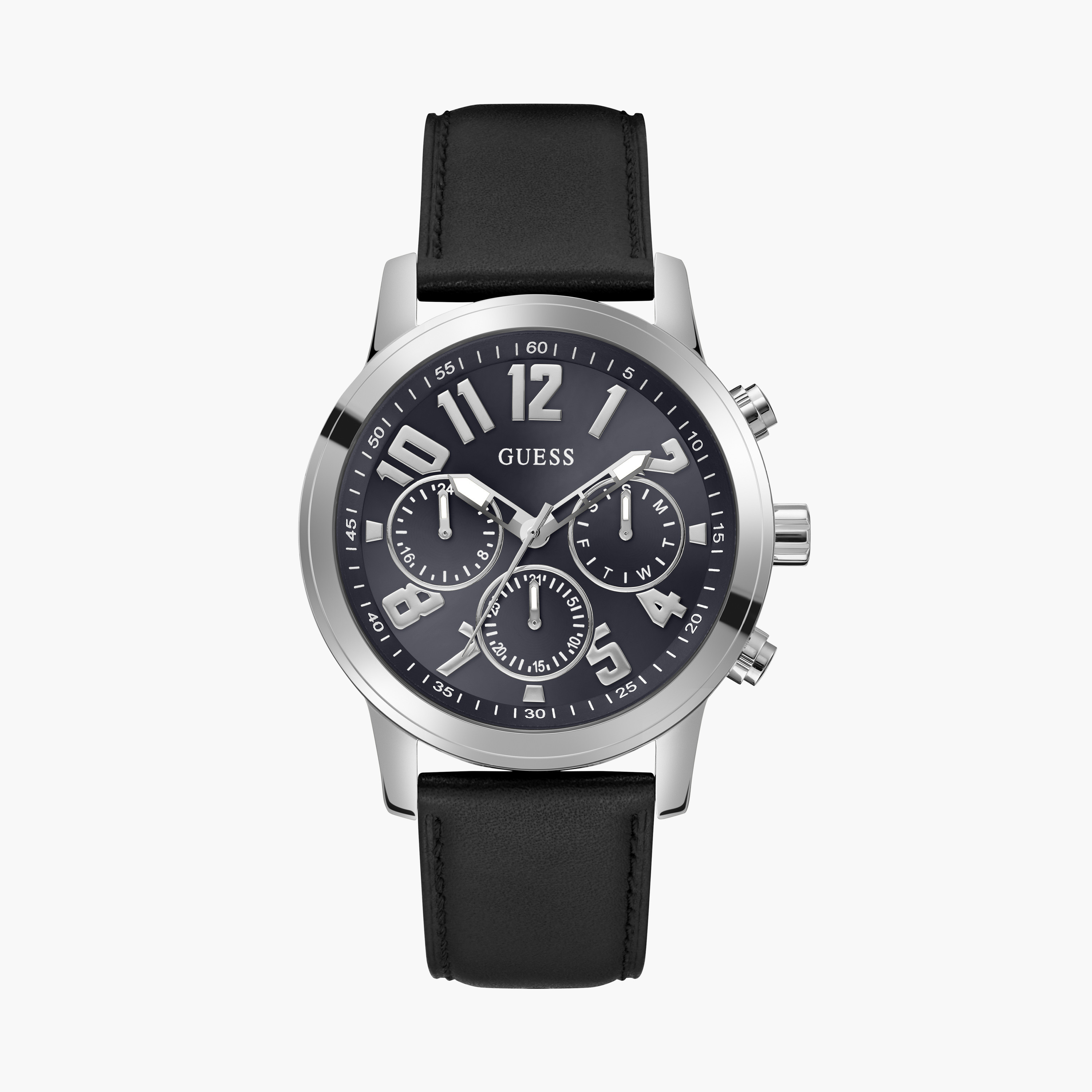 غيس- ساعة رجالية كرونوغراف سوداء 44 مم سوار جلدي | GW0709G1-men-watchesandjewellery-watches-image-1