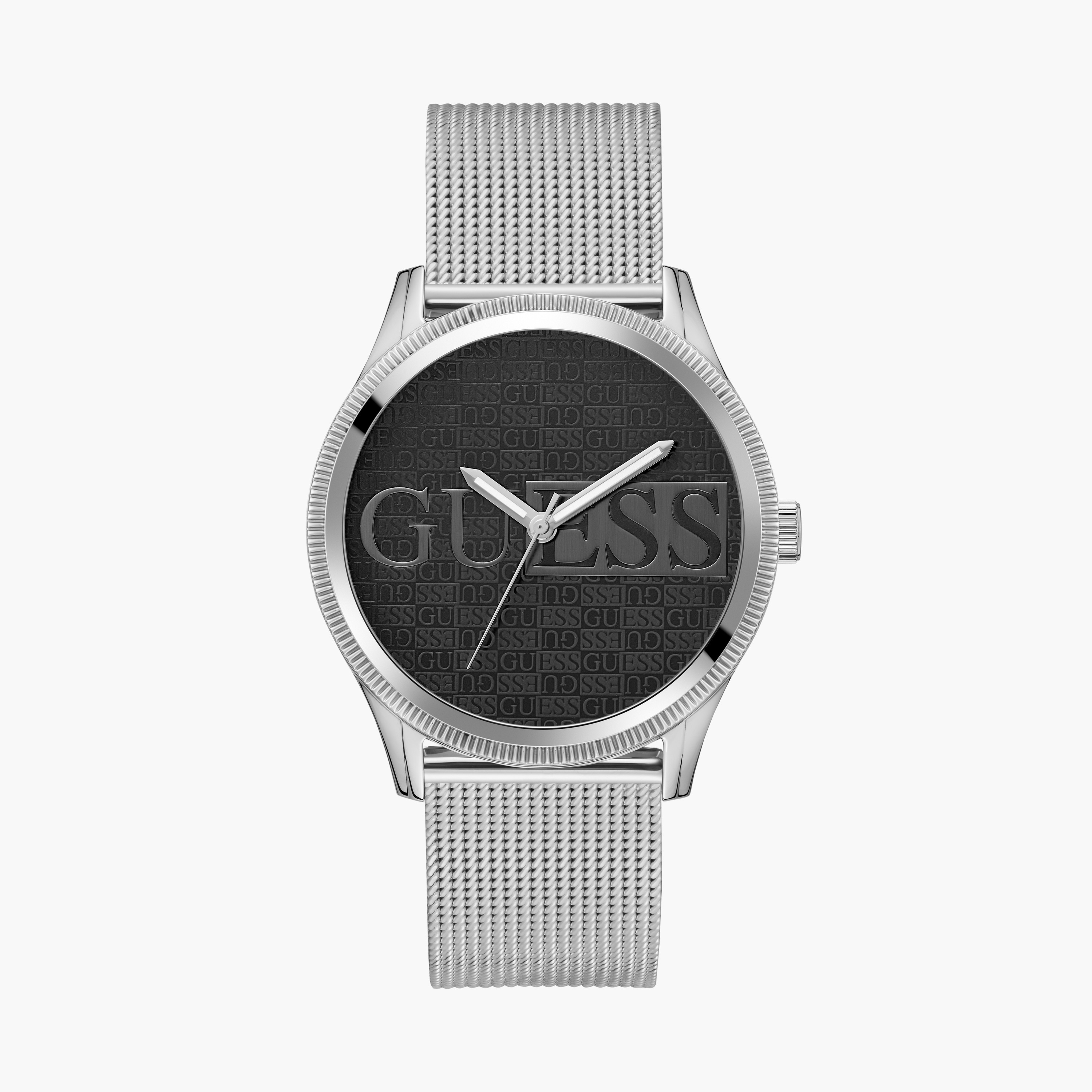 Guess Men's 44 MM Silver Analog Mesh Strap Watch | GW0710G1-men-watchesandjewellery-watches-image-1
