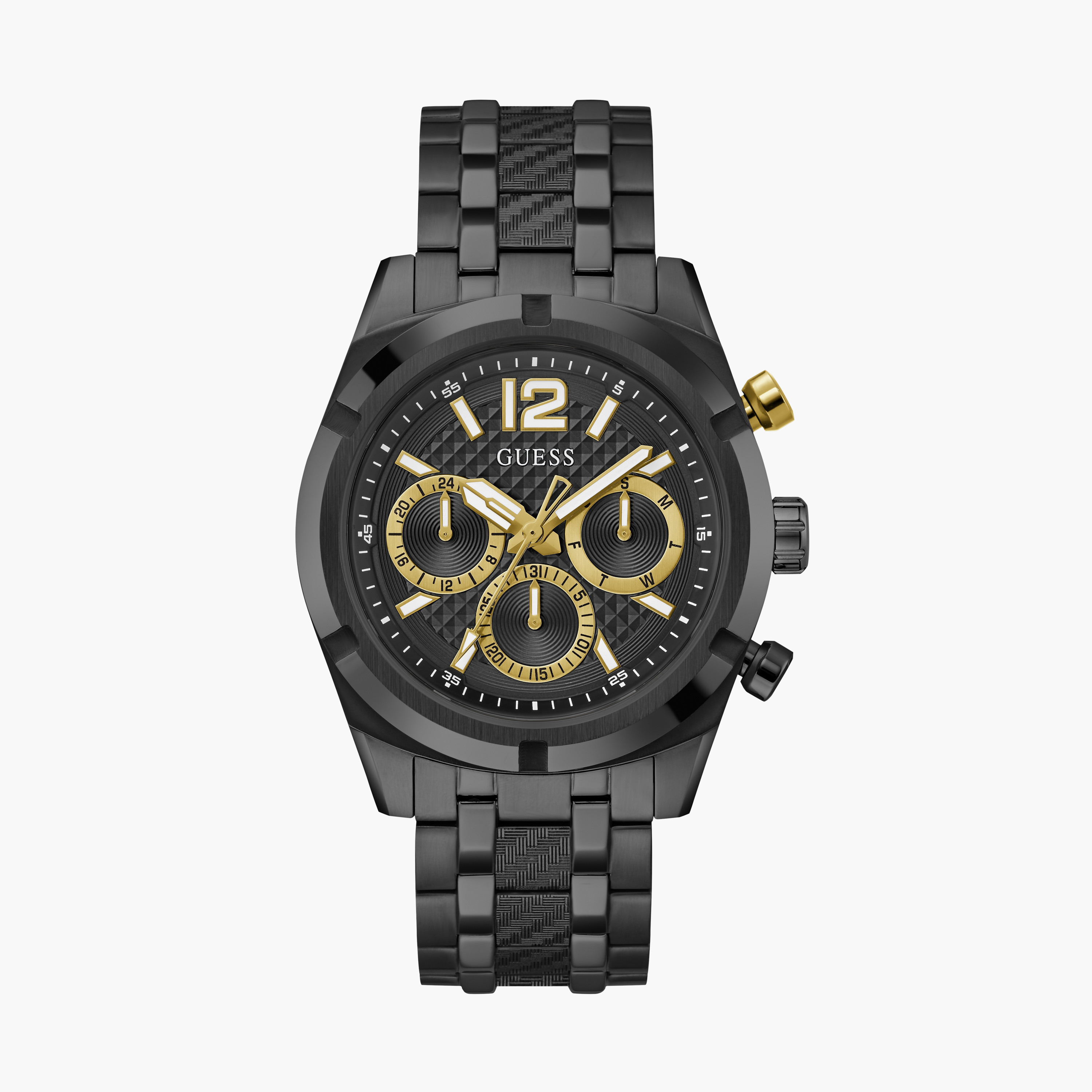 Guess Men's 44 MM Black Chronograph Metal Strap Watch | GW0714G4-men-watchesandjewellery-watches-image-1