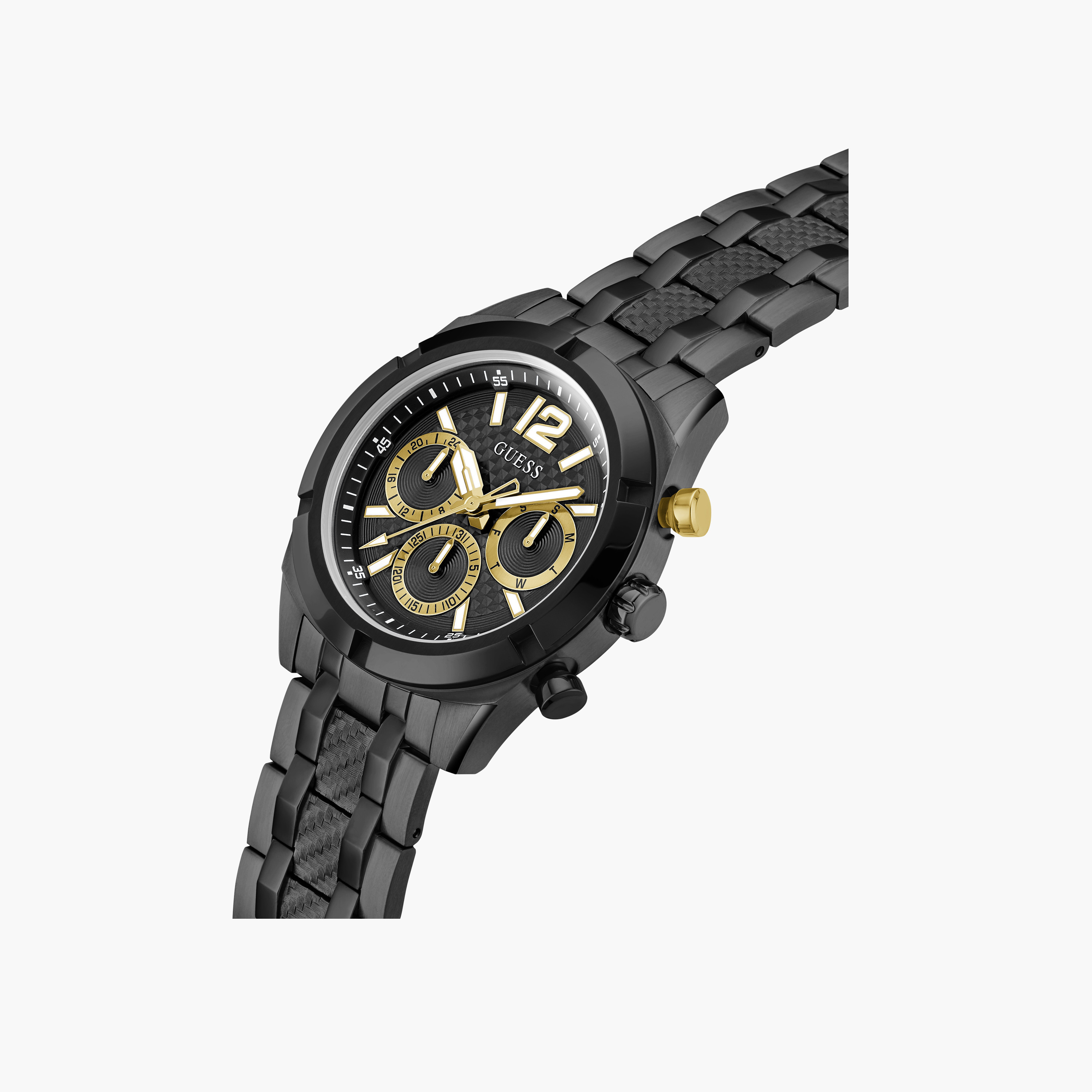 Guess Men's 44 MM Black Chronograph Metal Strap Watch | GW0714G4-men-watchesandjewellery-watches-image-4