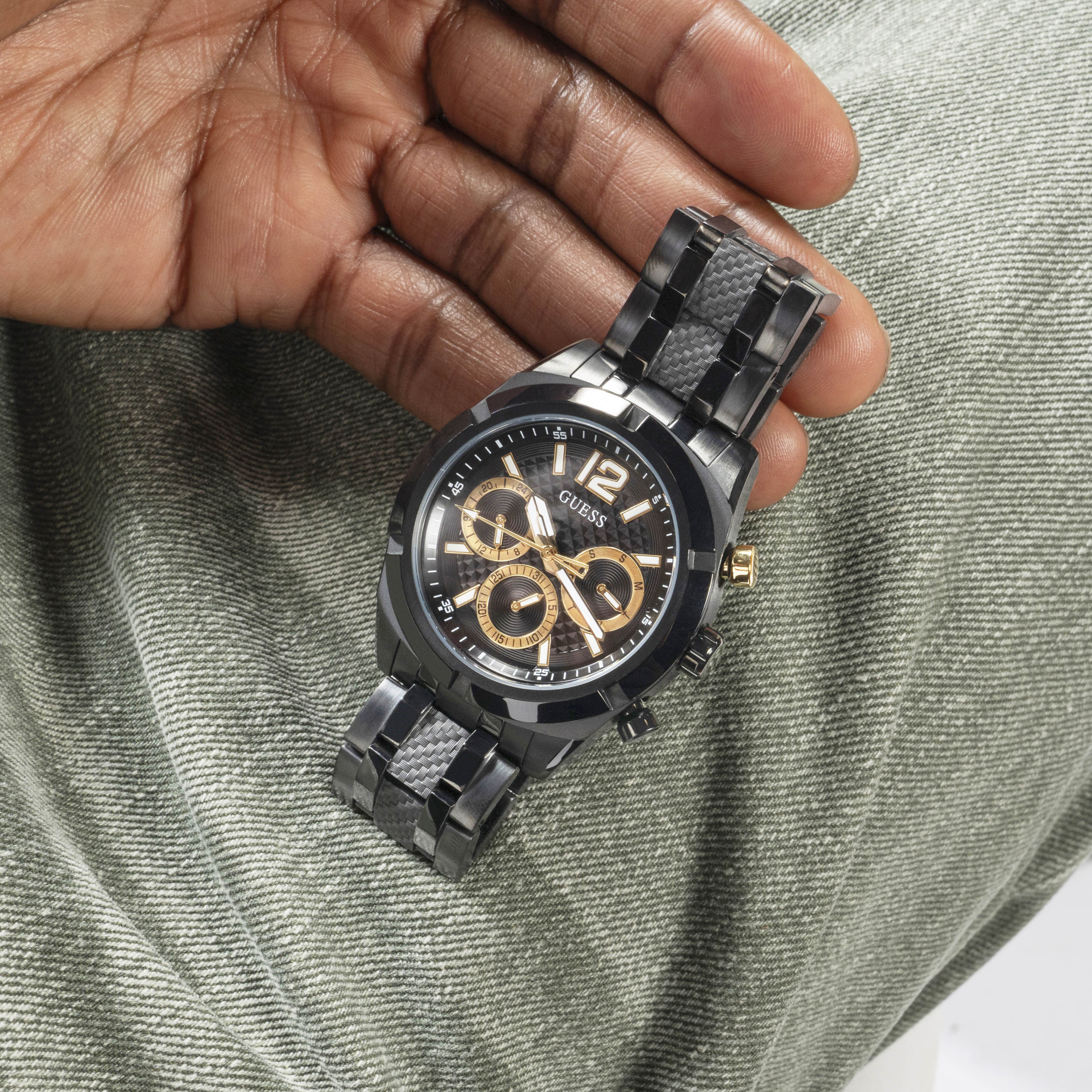 Guess Men's 44 MM Black Chronograph Metal Strap Watch | GW0714G4-men-watchesandjewellery-watches-image-8