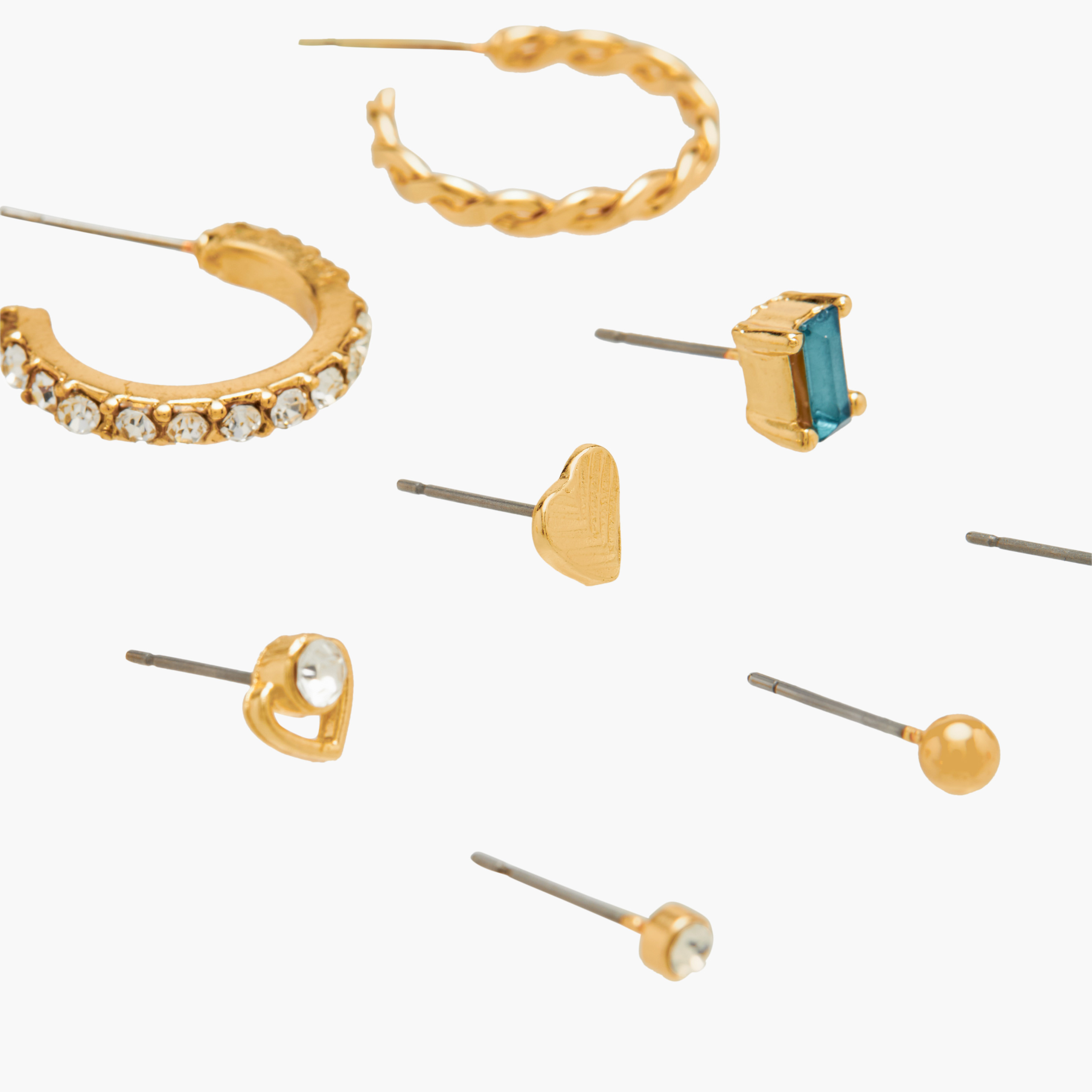 Assorted Metallic Earrings with Pushback Closure - Set of 9-women-watchesandjewellery-jewellery-earrings-image-4