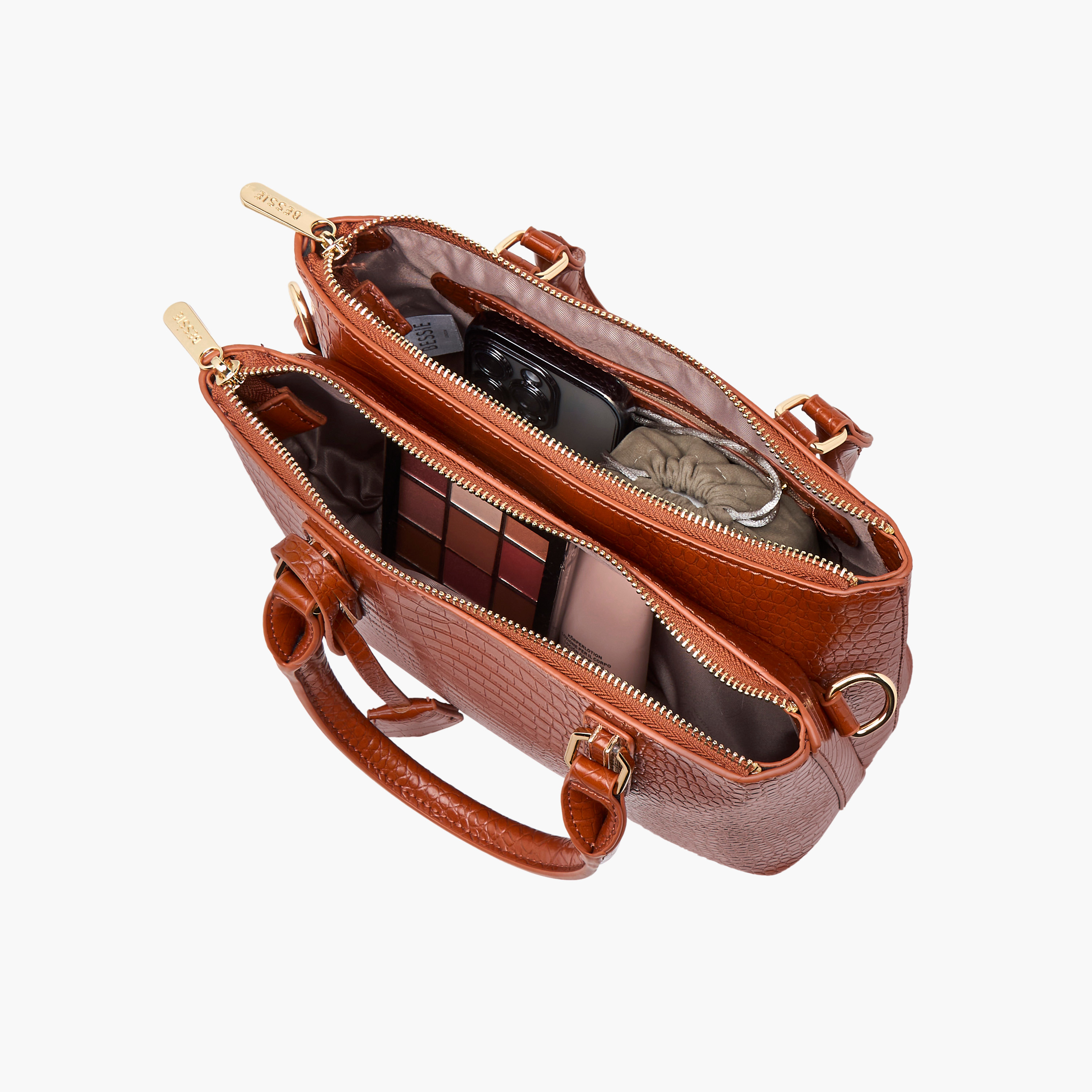 Bessie London Textured Tote Bag with Zip Closure and Detachable Handle-women-bagsandwallets-handbags-image-10
