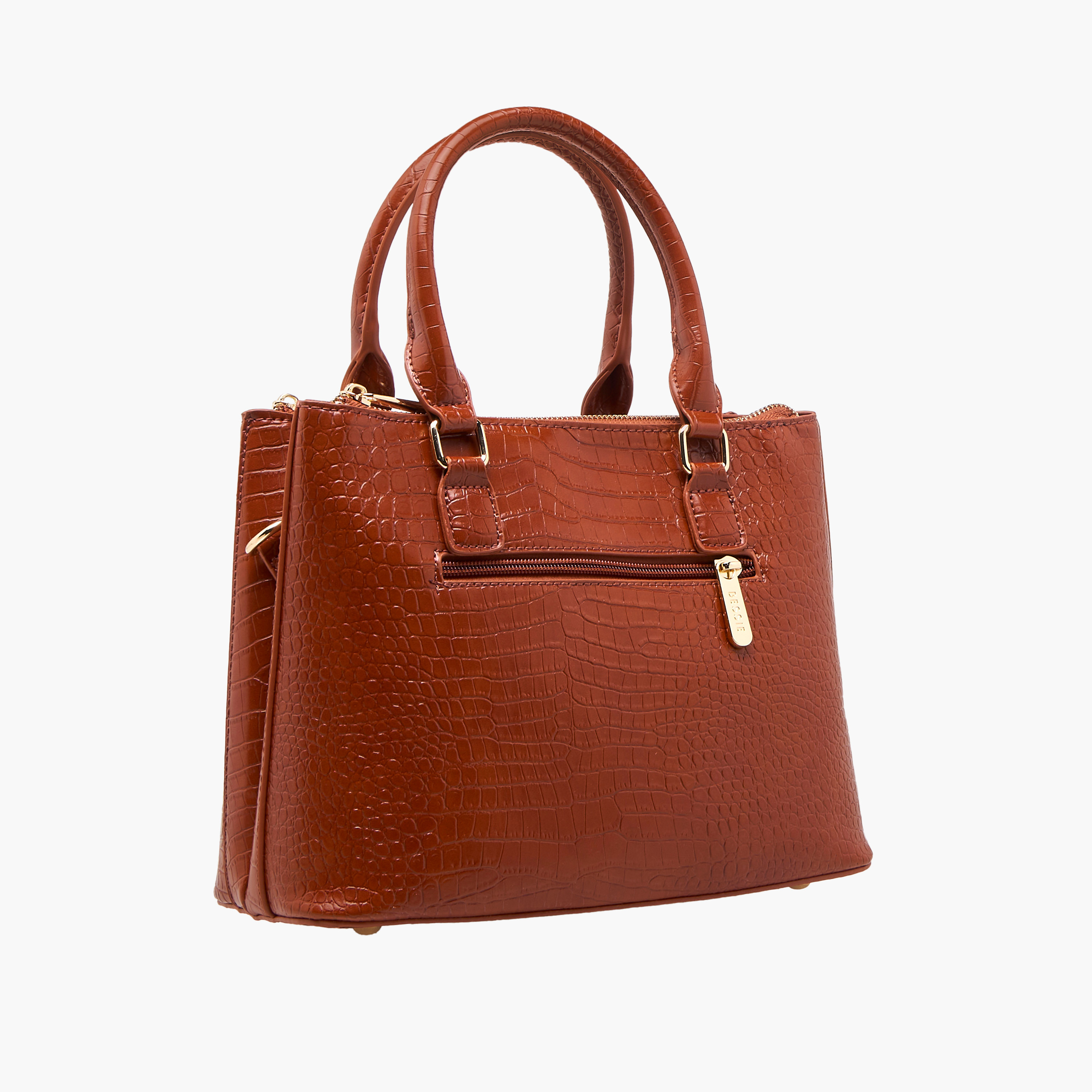 Bessie London Textured Tote Bag with Zip Closure and Detachable Handle-women-bagsandwallets-handbags-image-5