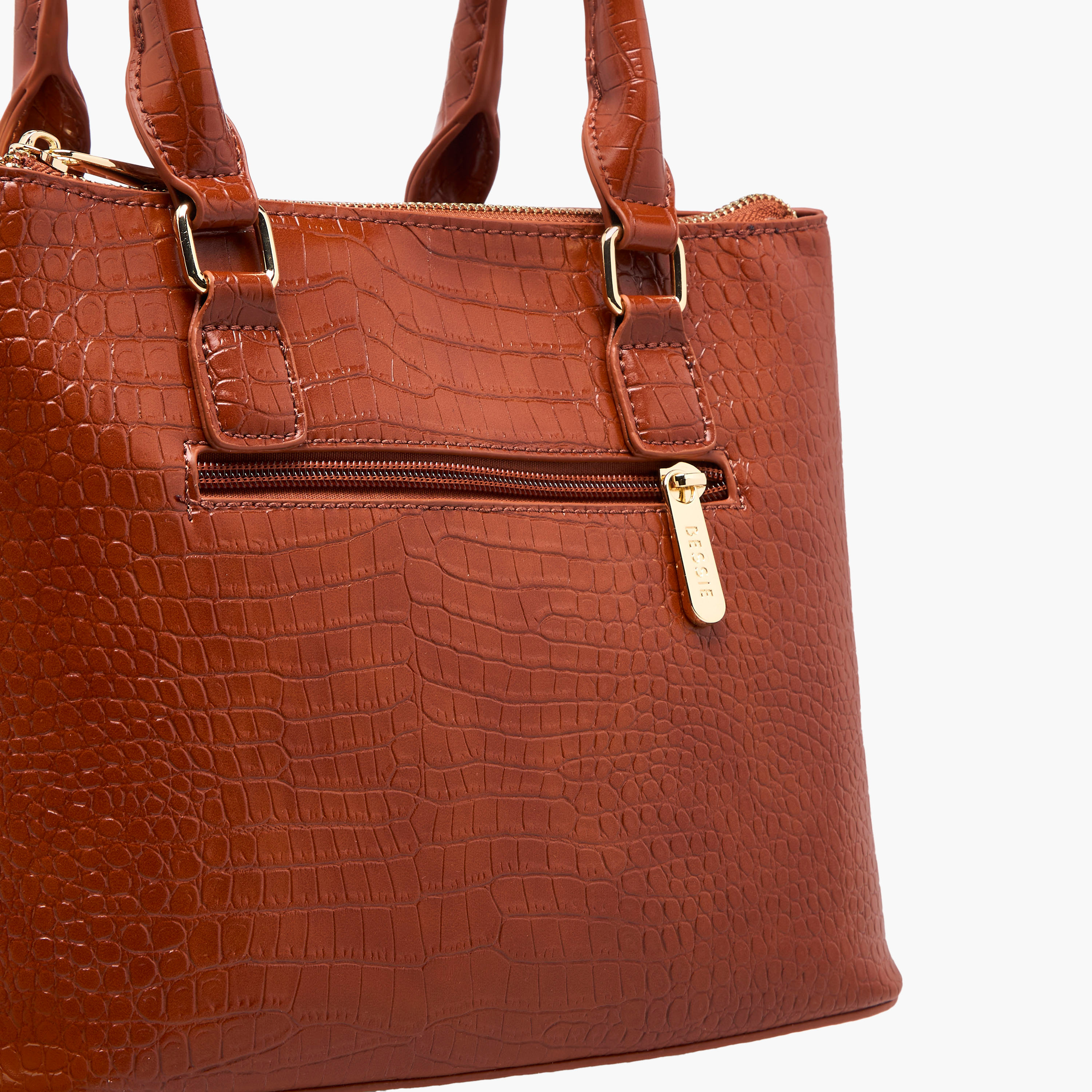 Bessie London Textured Tote Bag with Zip Closure and Detachable Handle-women-bagsandwallets-handbags-image-7