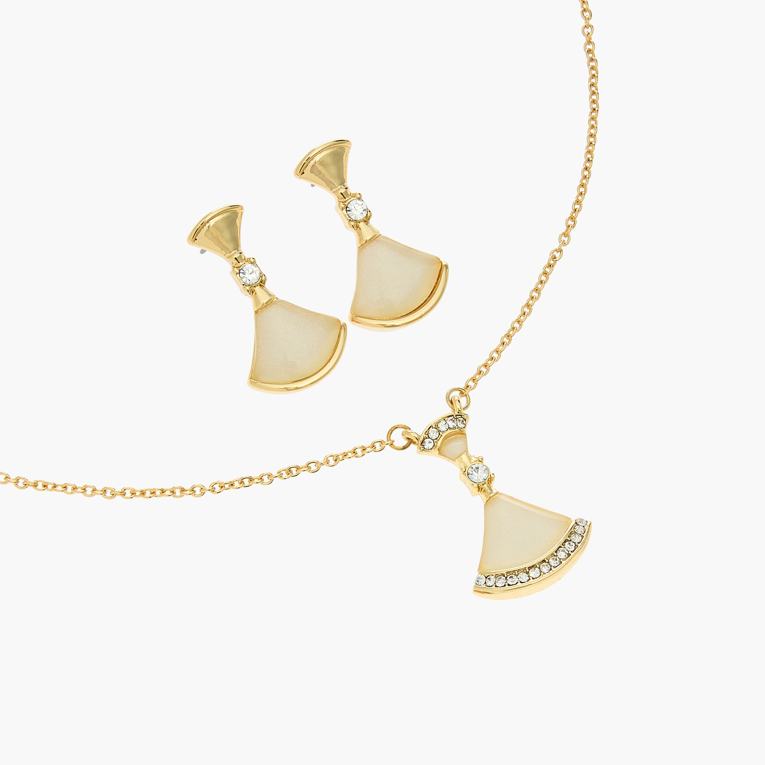 عقد مزين بدلاية معدن وحلق - طقم من قطعتين-women-watchesandjewellery-jewellery-jewellerysets-image-6
