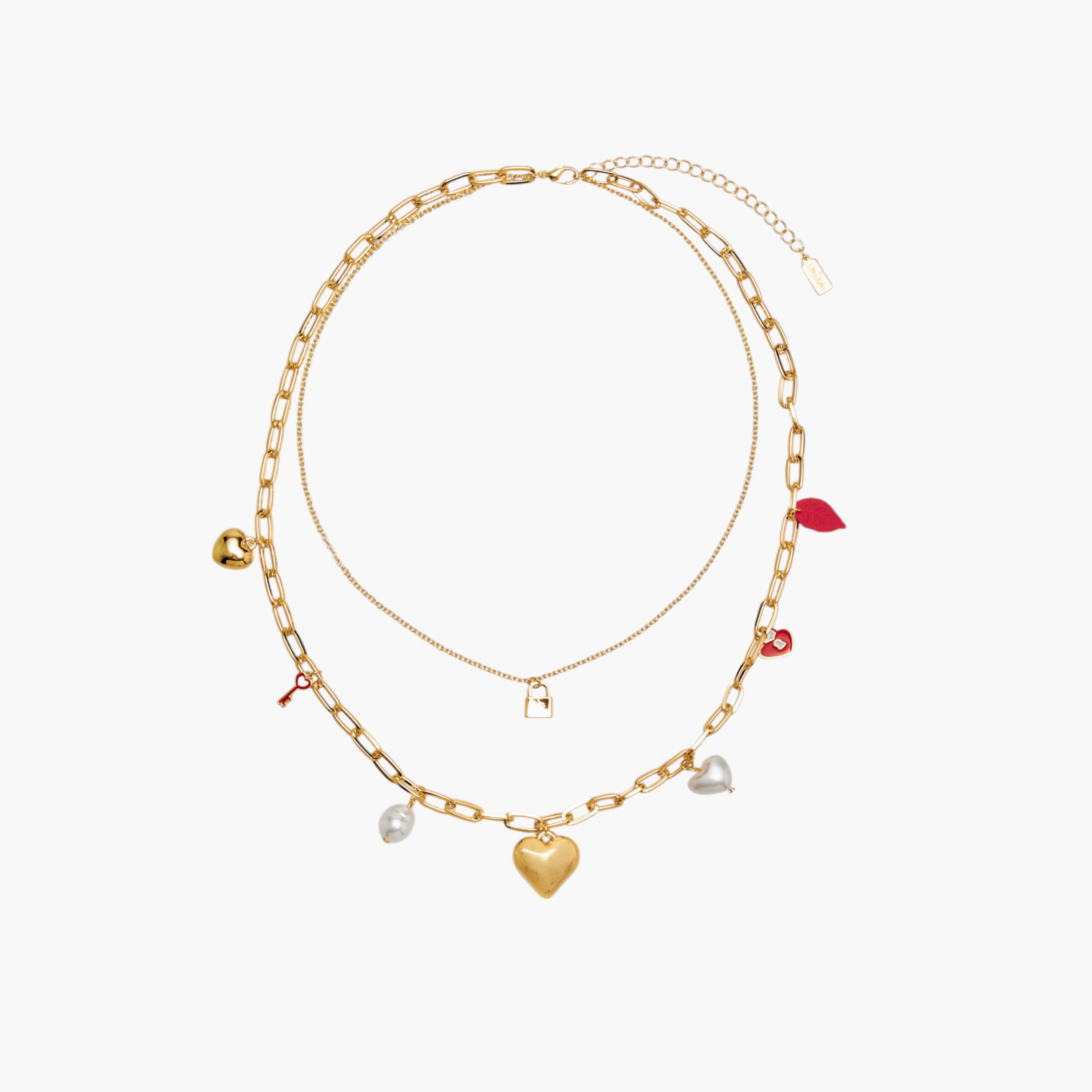 Charm Detail Layered Necklace with Lobster Clasp Closure-women-watchesandjewellery-jewellery-necklacesandpendants-image-1