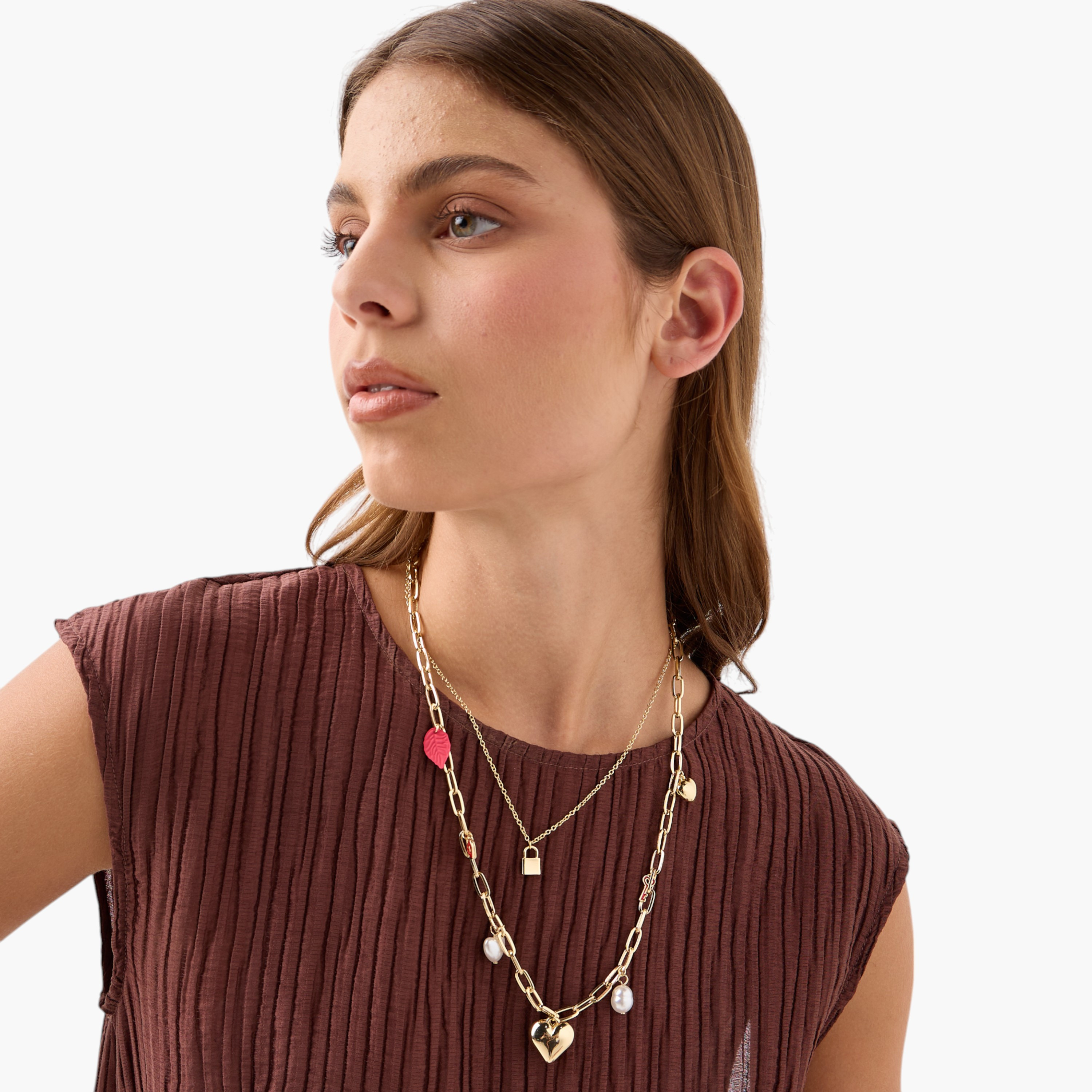 Charm Detail Layered Necklace with Lobster Clasp Closure-women-watchesandjewellery-jewellery-necklacesandpendants-image-2
