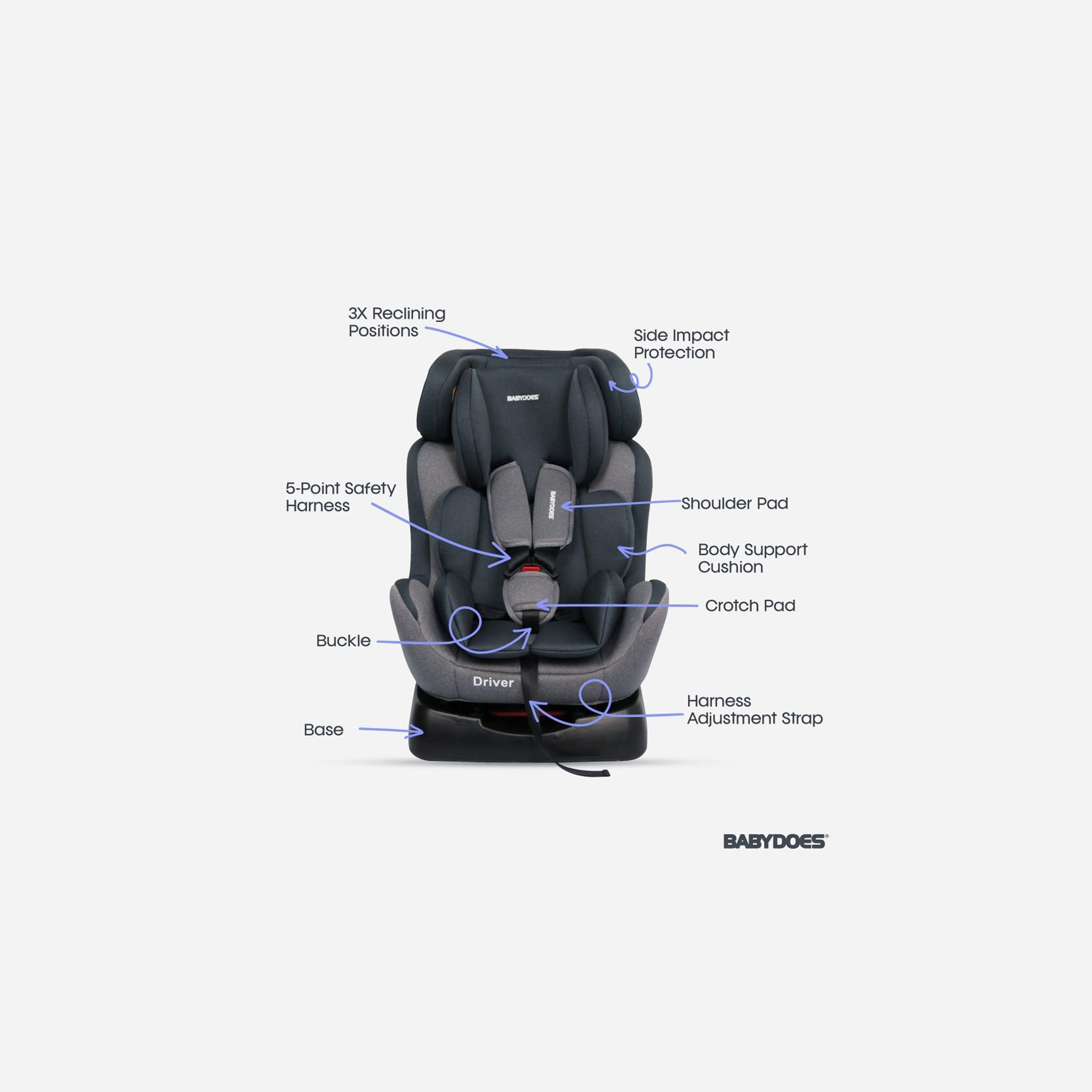 Babydoes DRIVER Travel Toddler Car Seat with 5-Point Safety Harness and Seat Belt System-baby-gear-carseats-image-2