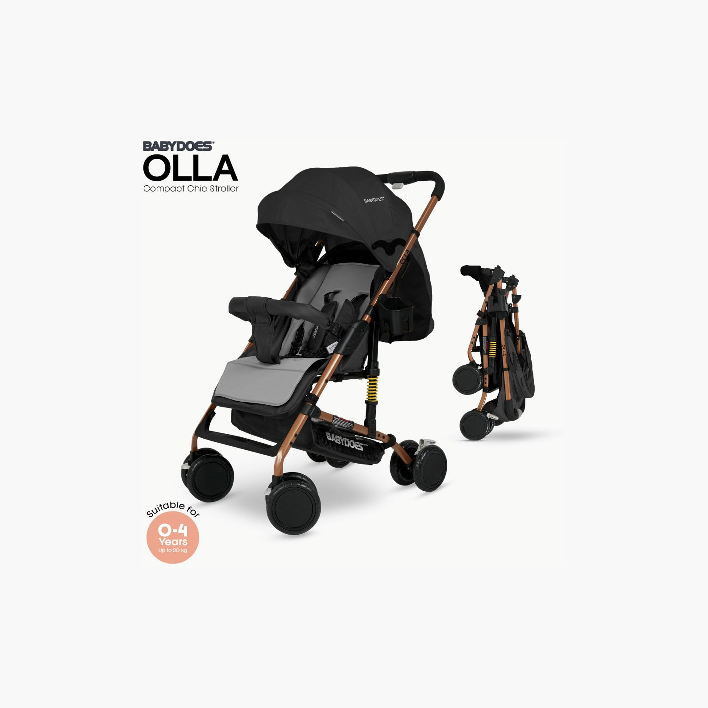 Babydoes Olla Foldable Stroller with Air Travel Cabin & Shock Absorbing Wheels - 0-4 Years-baby-gear-strollersandprams-strollers-image-6