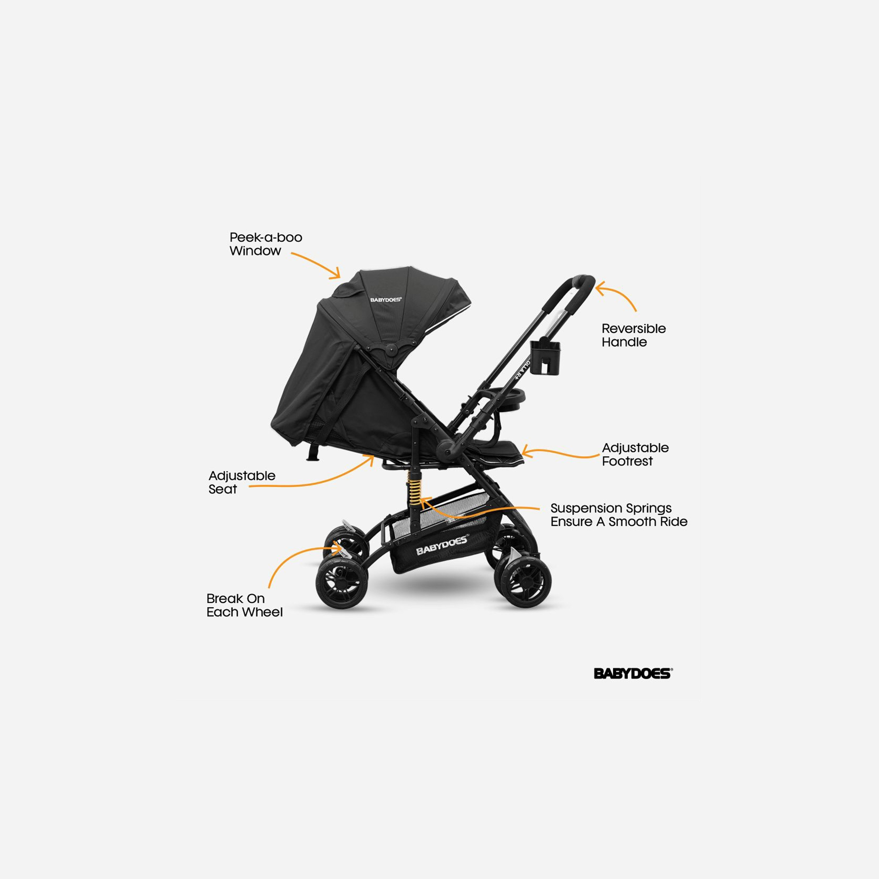Babydoes Olla R+ Foldable Stroller with Reversable Handle & Air Travel Cabin - 0-4 Years-baby-gear-strollersandprams-strollers-image-2