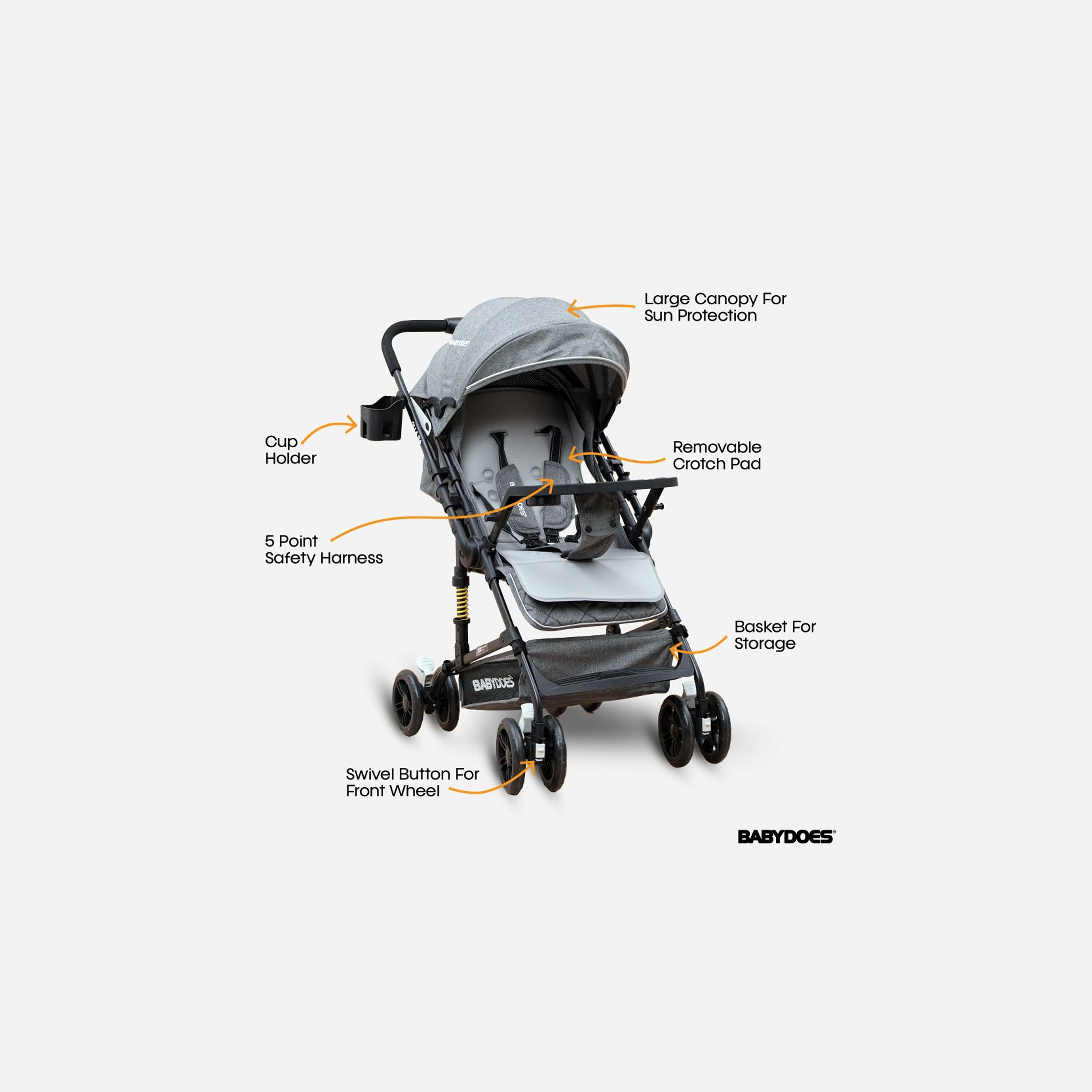 Babydoes Olla R+ Foldable Stroller with Reversable Handle & Air Travel Cabin - 0-4 Years-baby-gear-strollersandprams-strollers-image-9