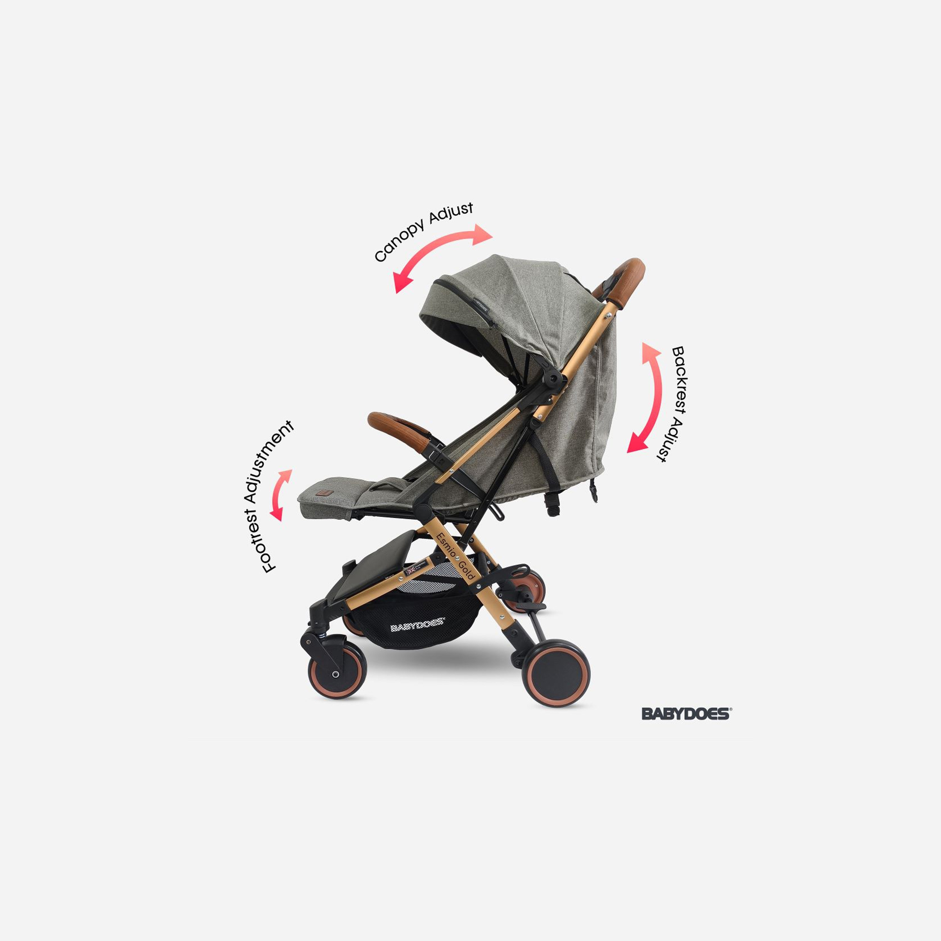 Babydoes ESMIO GOLD Travel Lite Shock Proof Stroller with Golden Frame - 0-4 Years-baby-gear-strollersandprams-strollers-image-9