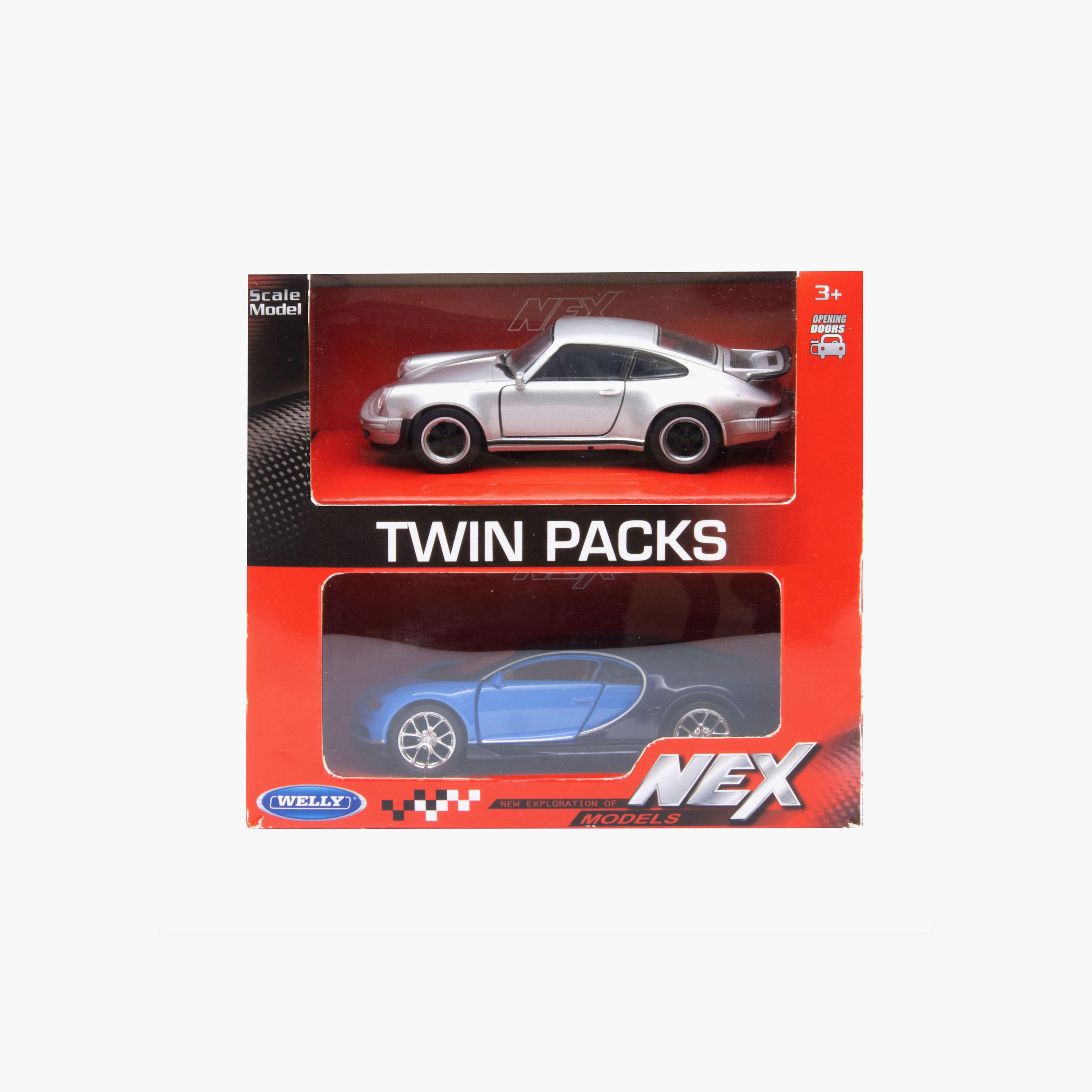 Welly 1:38 Bugati Chiron and Porche 911 Turbo Pullback Toy Car - Set of 2-toys-playvehicles-diecastcars-image-2