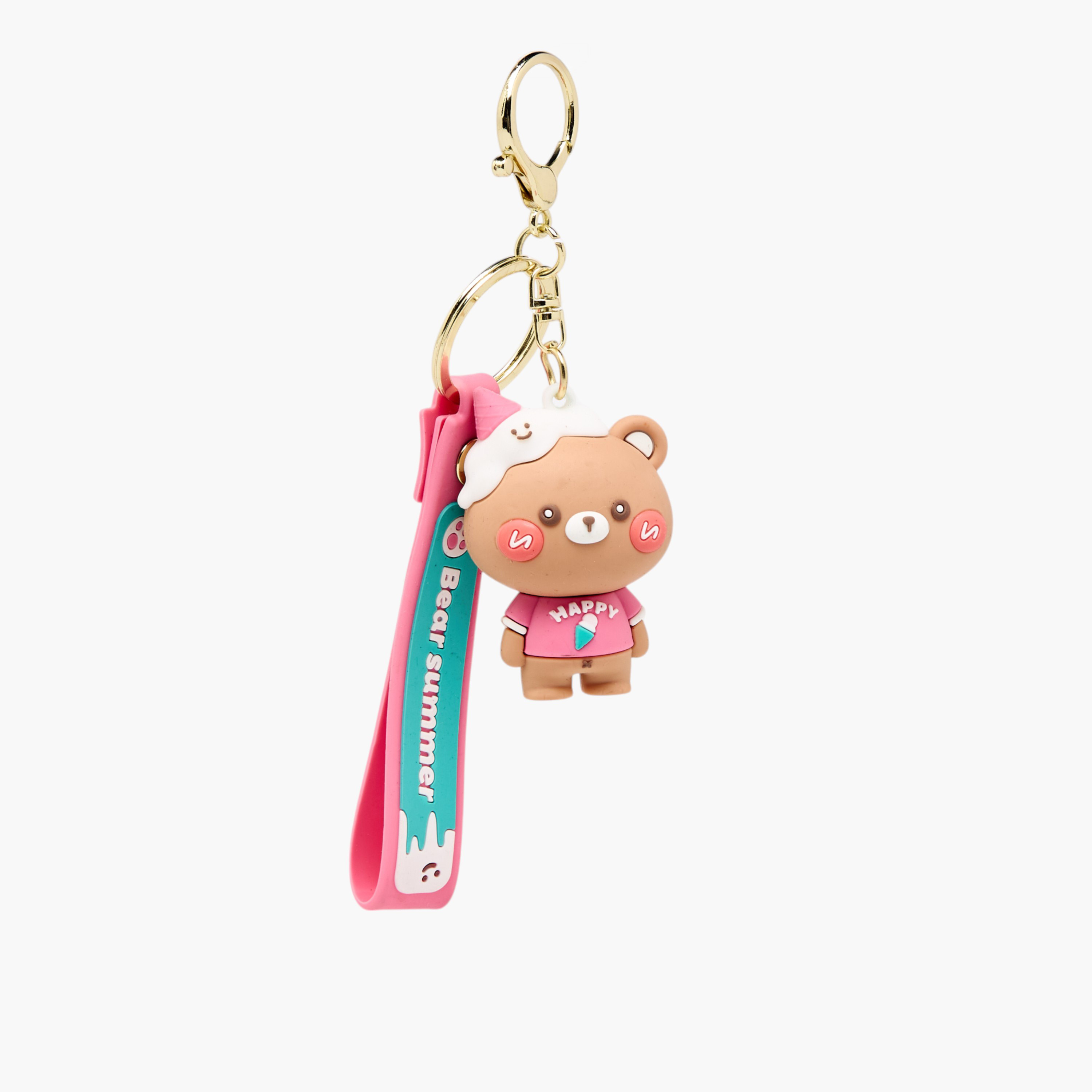 Bear Keychain with Strap and Hook-girls-accessories-keyringsandbagcharms-image-1