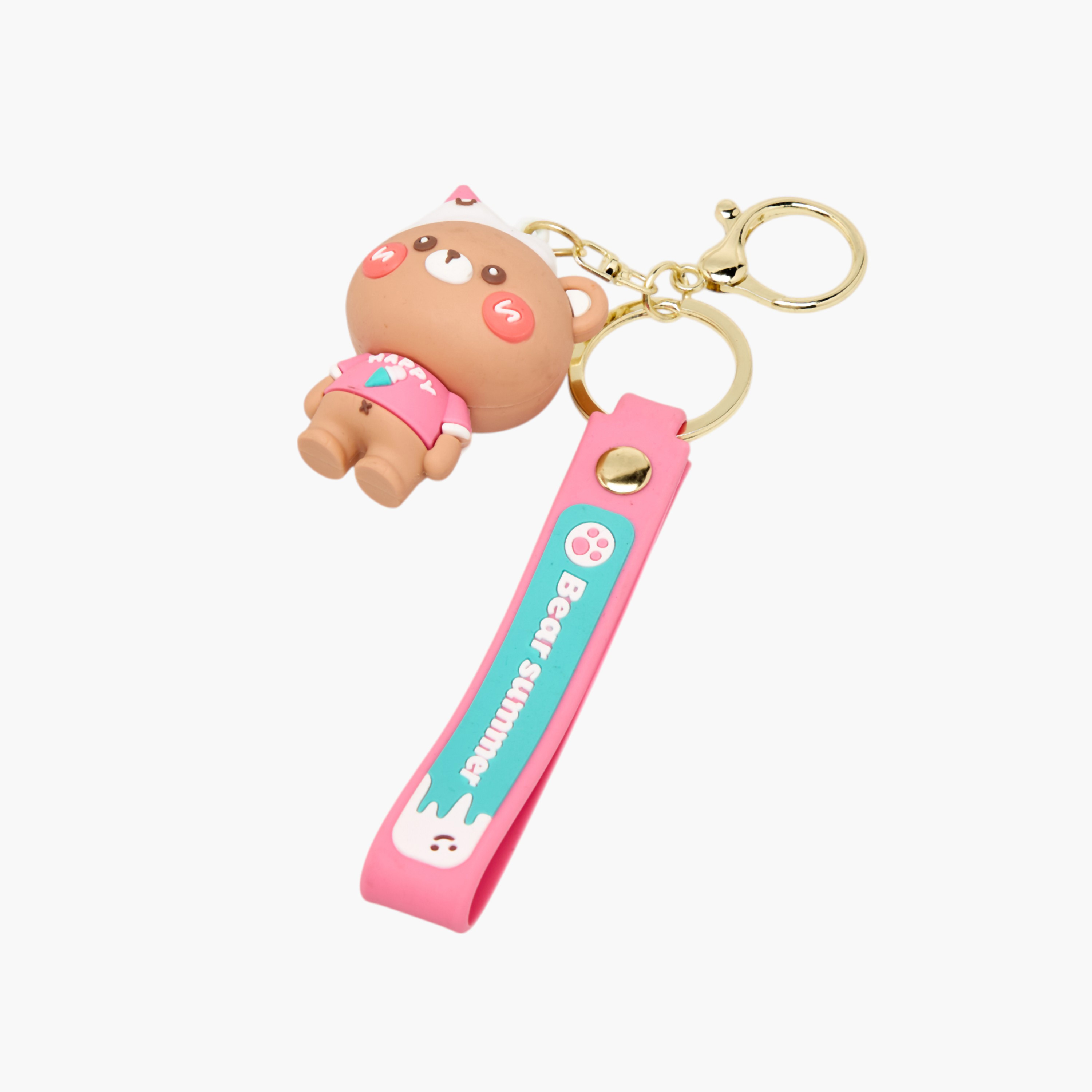 سلسلة مفاتيح بتصميم دب مع حزام وخطاف-girls-accessories-keyringsandbagcharms-image-2