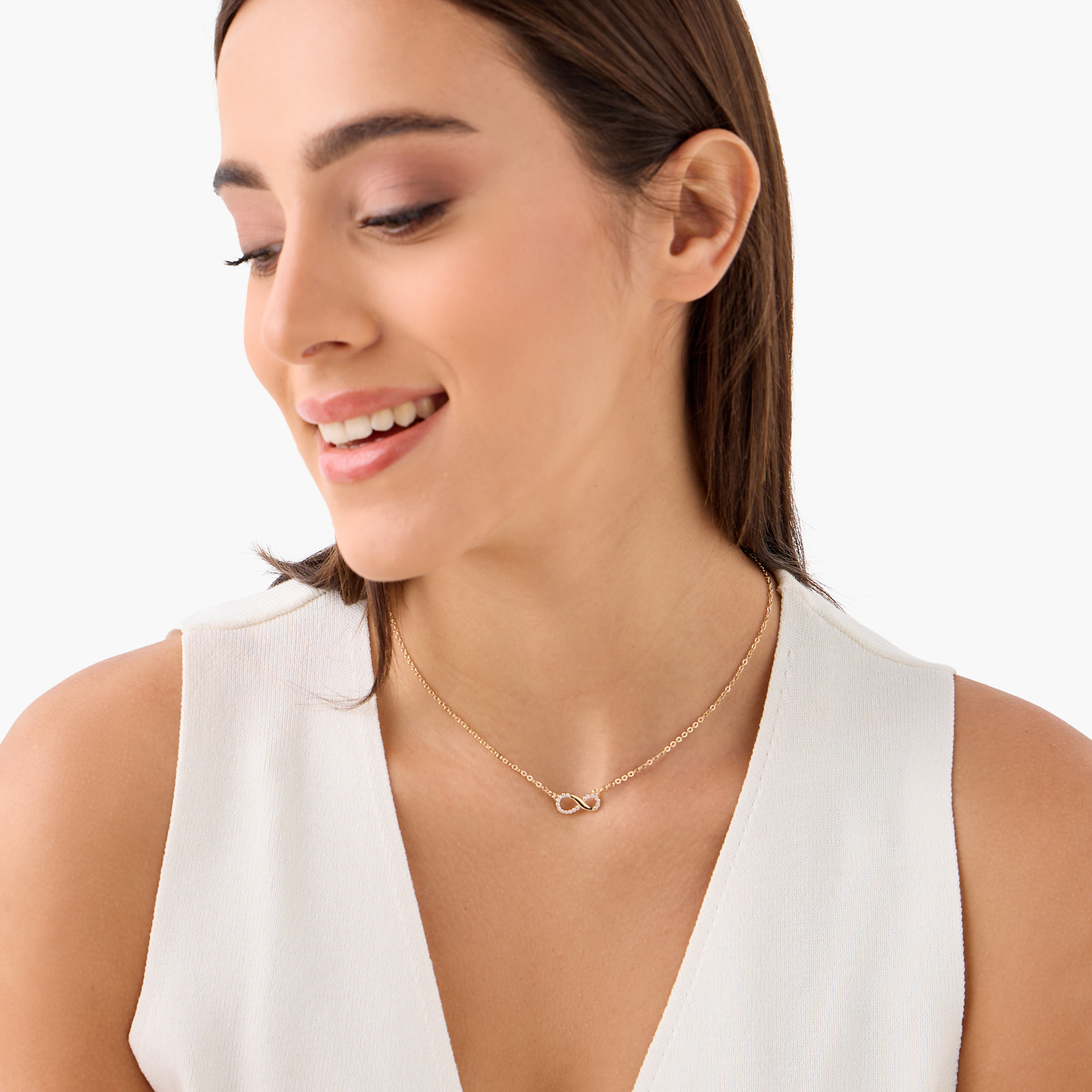 عقد بدلاية مزينة بمكعب زركونيا ومشبك إغلاق-women-watchesandjewellery-jewellery-necklacesandpendants-image-2