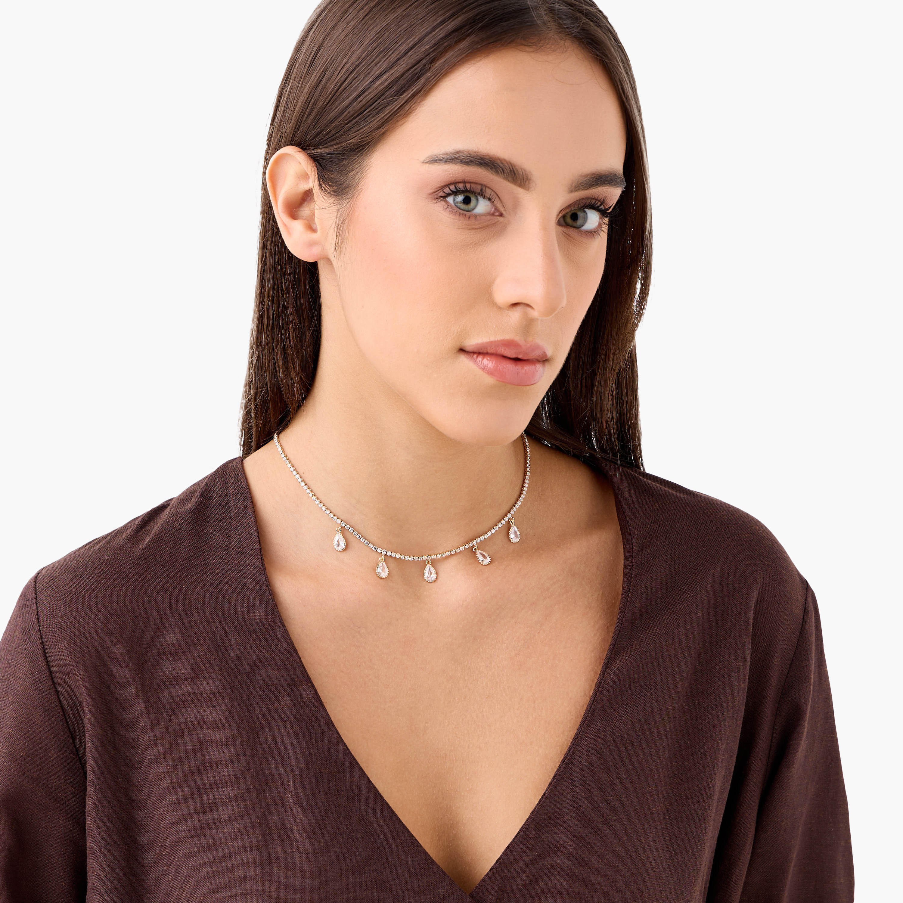 قلادة بحُلي متدلية ومشبك إغلاق وتزيينات أحجار الزركونيا-women-watchesandjewellery-jewellery-necklacesandpendants-image-2