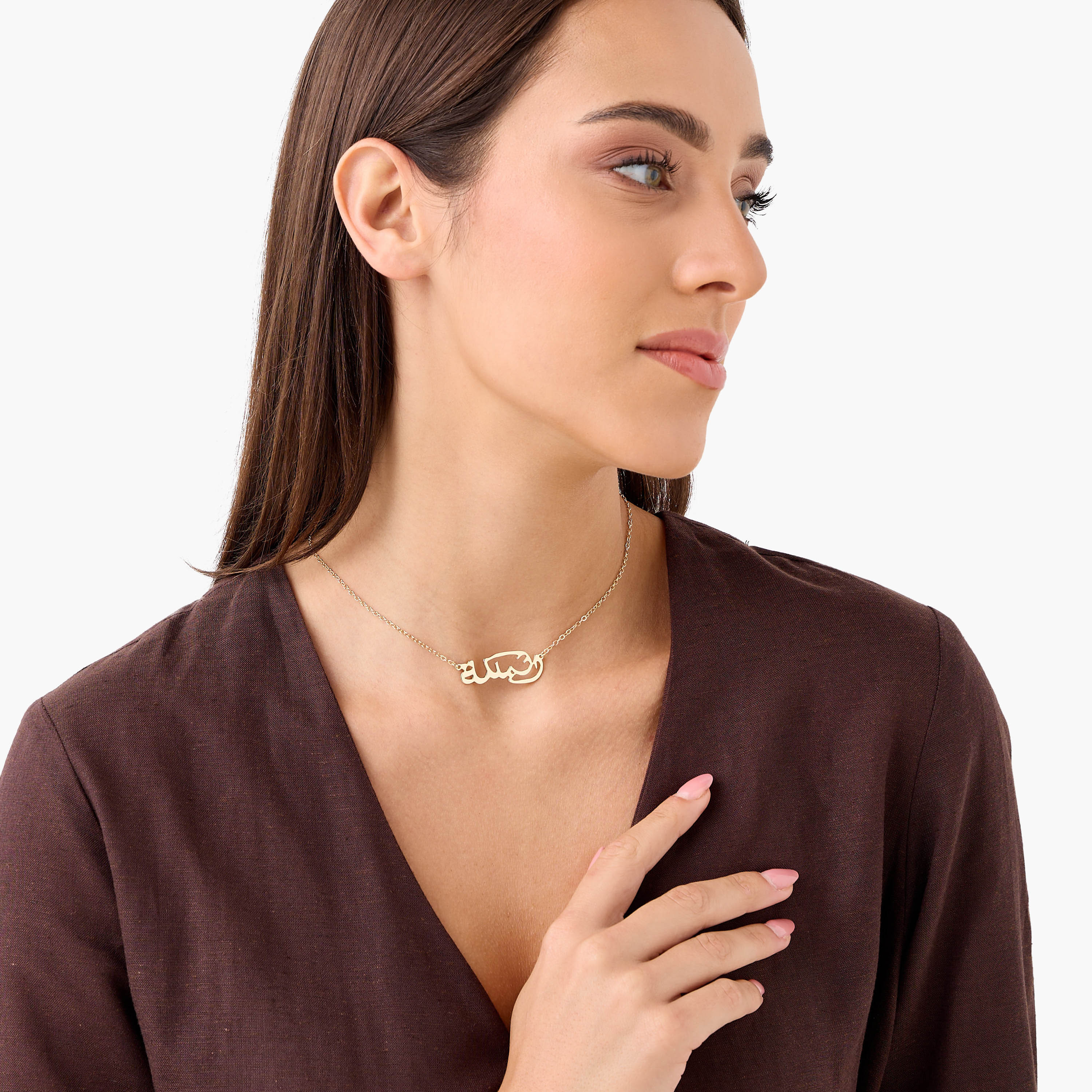 Metallic Arabic Pendant Necklace with Lobster Clasp Closure-women-watchesandjewellery-jewellery-necklacesandpendants-image-2