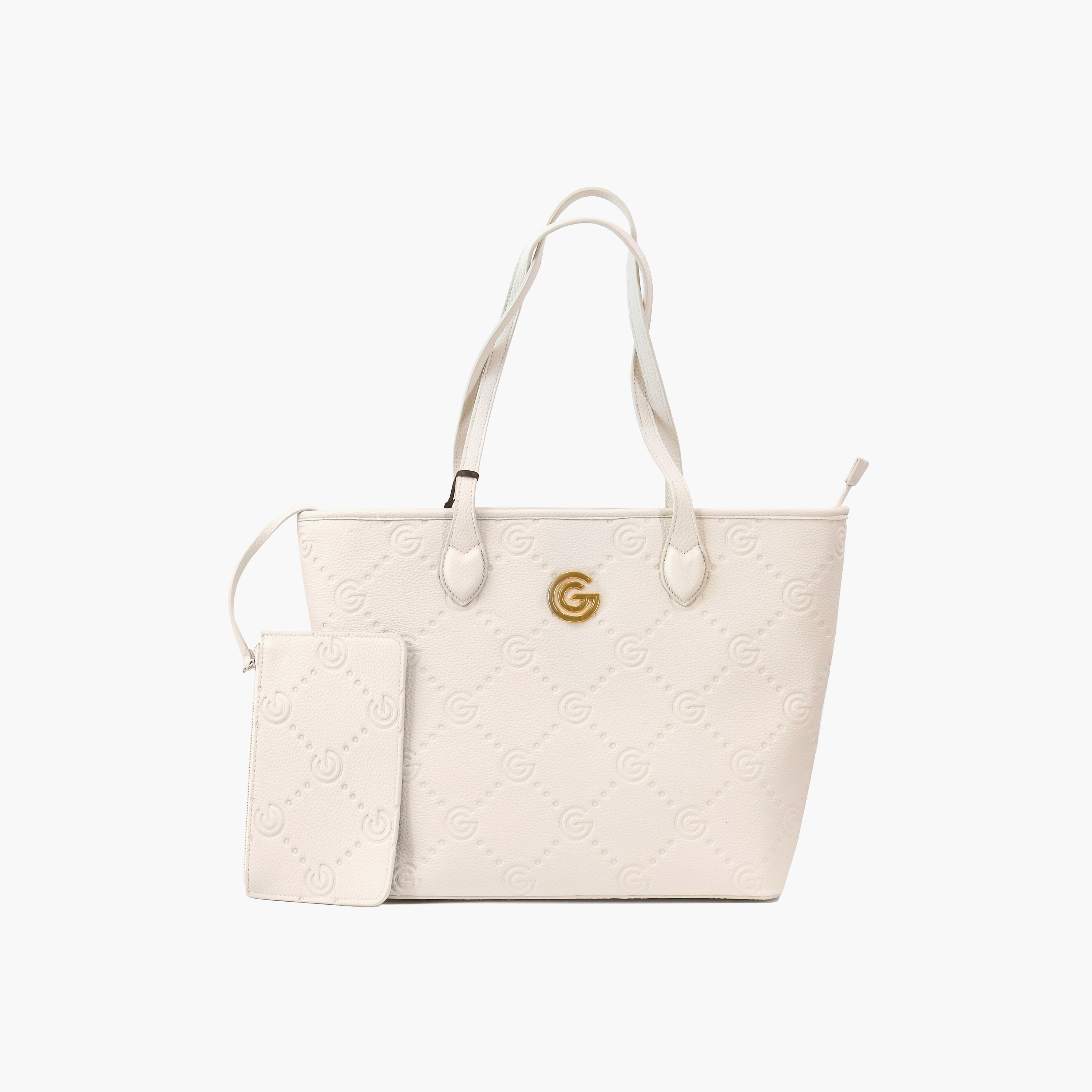 Gabriella Gucci Monogram Embossed Tote Bag with Pouch-women-bagsandwallets-handbags-image-1