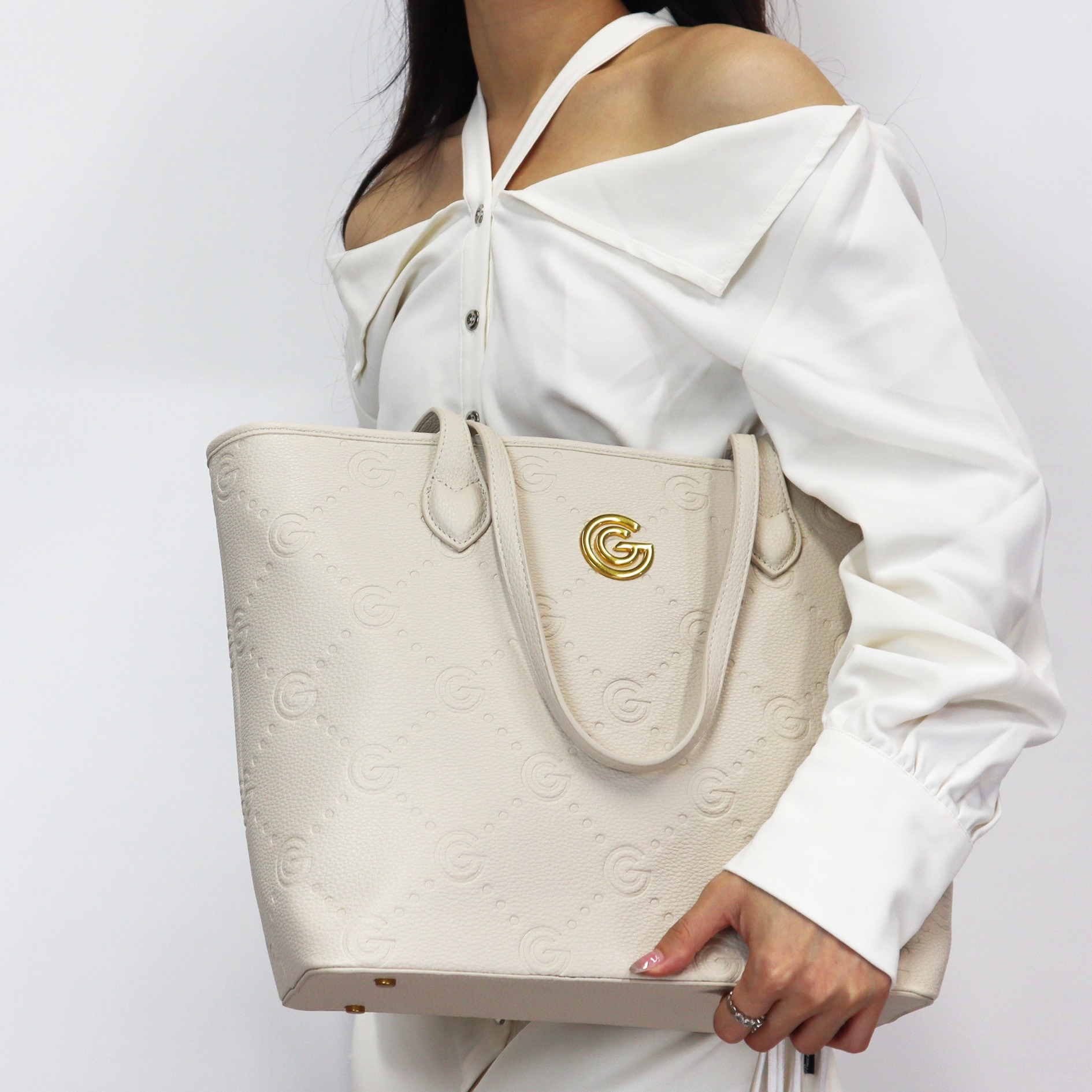 Gabriella Gucci Monogram Embossed Tote Bag with Pouch-women-bagsandwallets-handbags-image-7