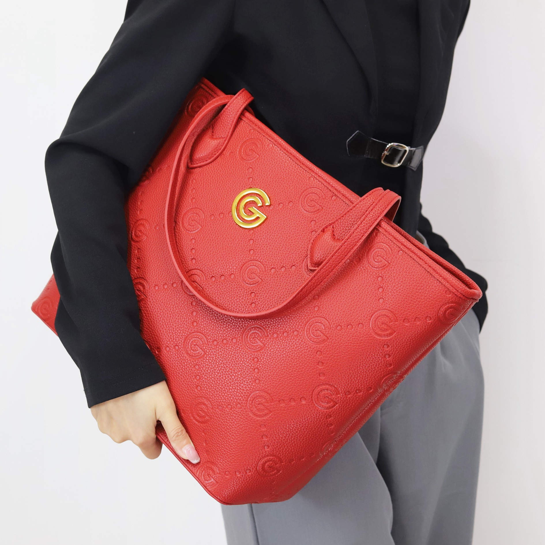 Gabriella Gucci Monogram Embossed Tote Bag with Pouch-women-bagsandwallets-handbags-image-25