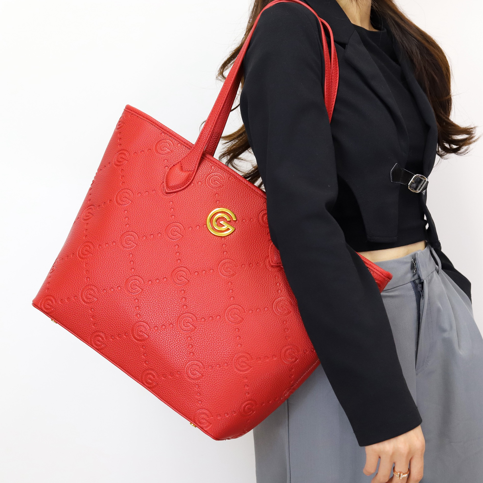 Gabriella Gucci Monogram Embossed Tote Bag with Pouch-women-bagsandwallets-handbags-image-26